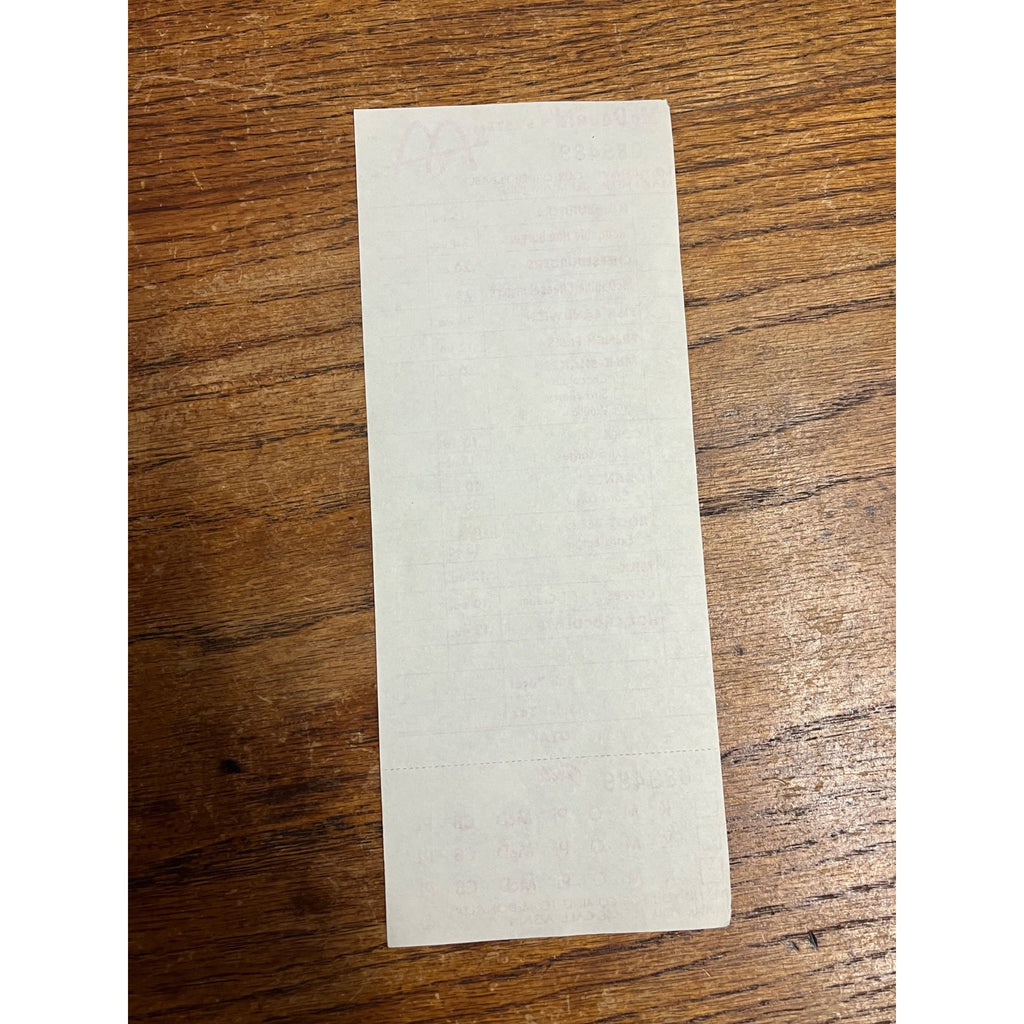 RARE Vintage 1960s McDonalds System Food Order Paper Receipt Slash M Logo