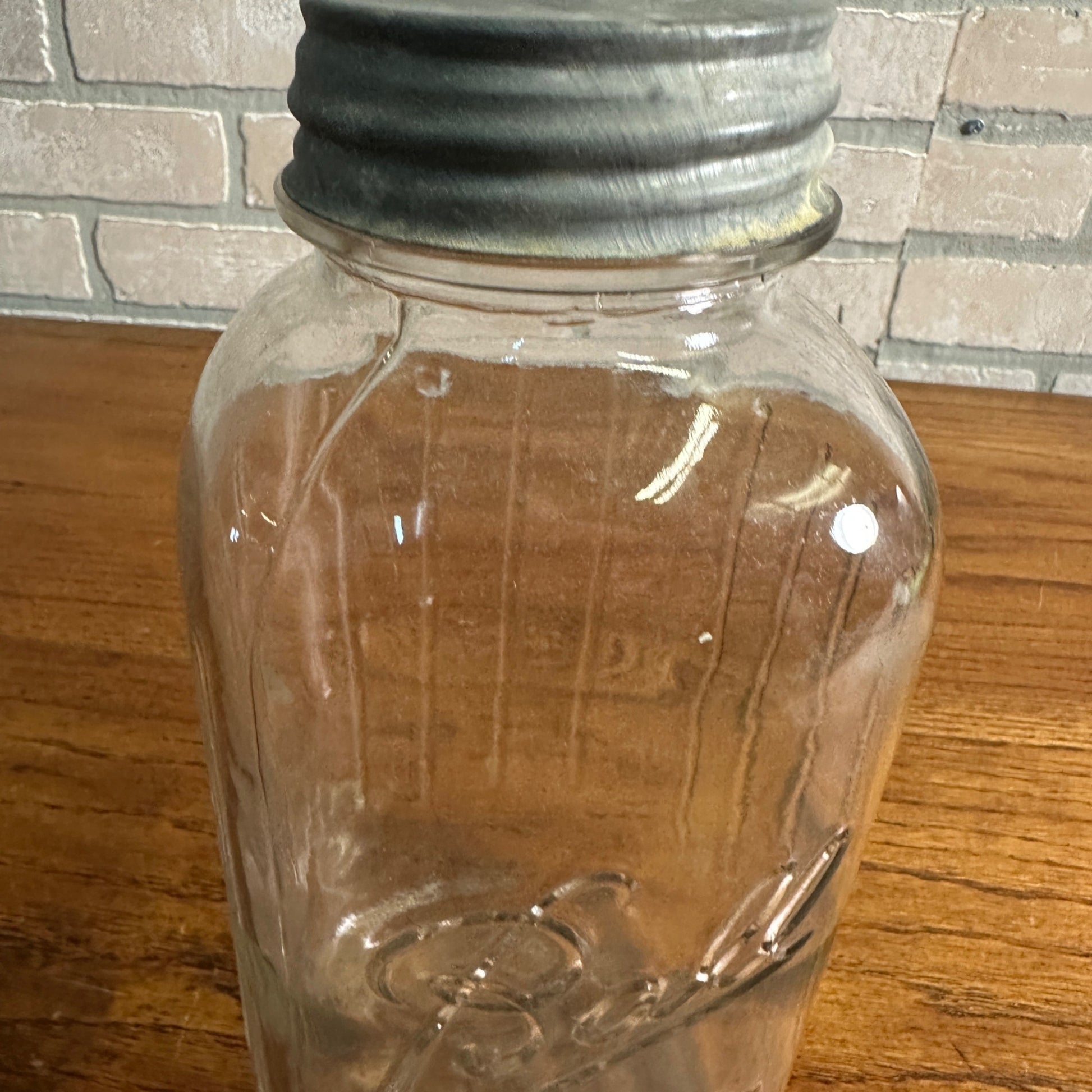 Vintage 1913-1923 Square Ribbed Half Gallon Ball Perfect Mason Jar With Zinc Lid