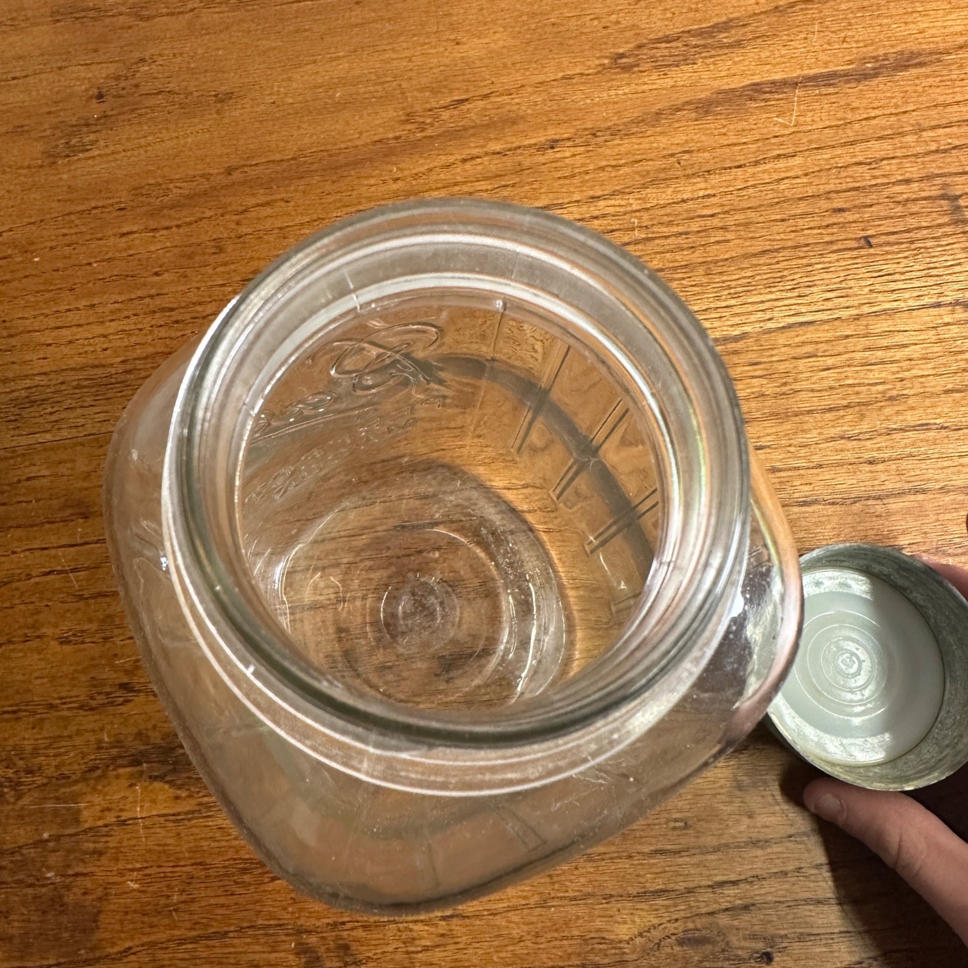 Vintage 1913-1923 Square Ribbed Half Gallon Ball Perfect Mason Jar With Zinc Lid