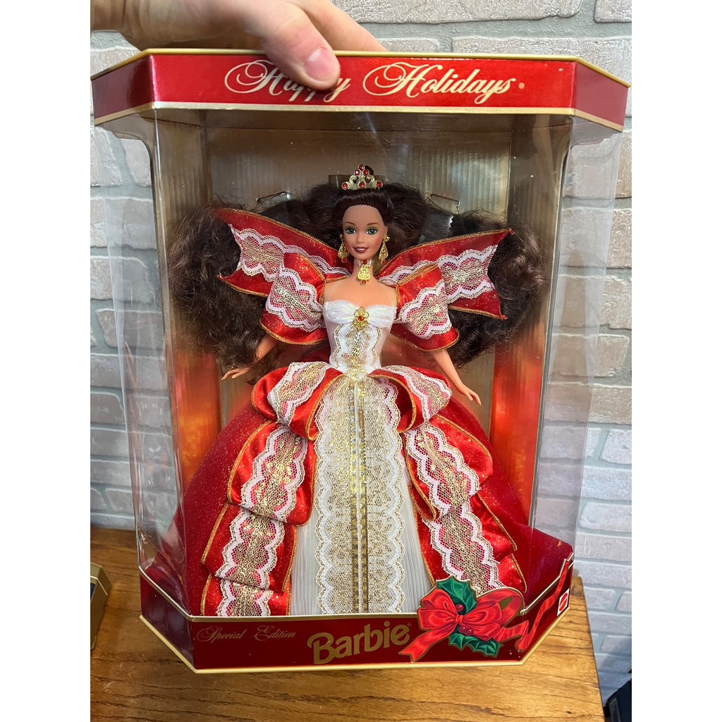 RARE 1997 Misprint Green Eyes Holiday Barbie Happy Holidays Gold Special Edition