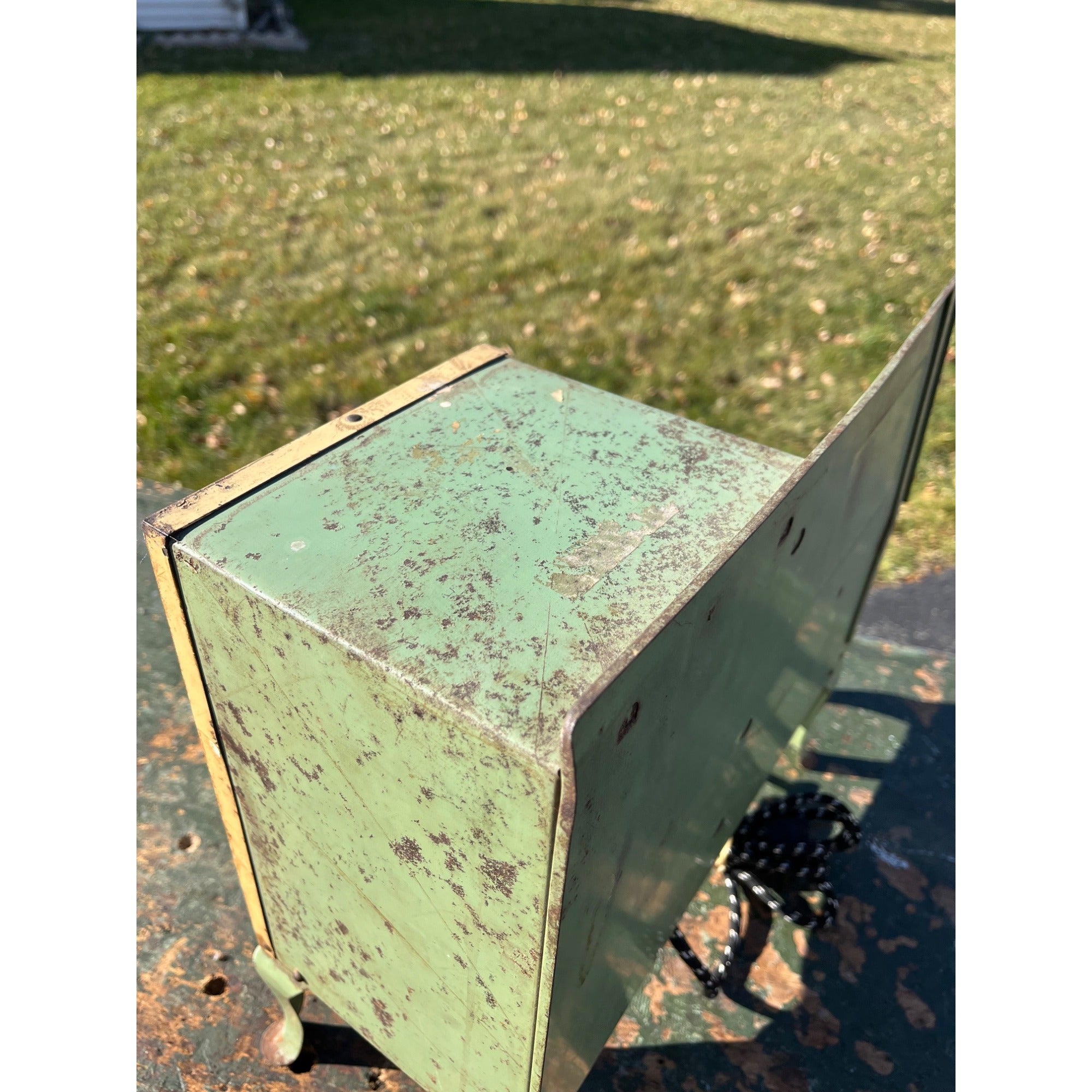 Empire Childs Stove Oven Toy Green Teal Metal Ware Pressed Steel