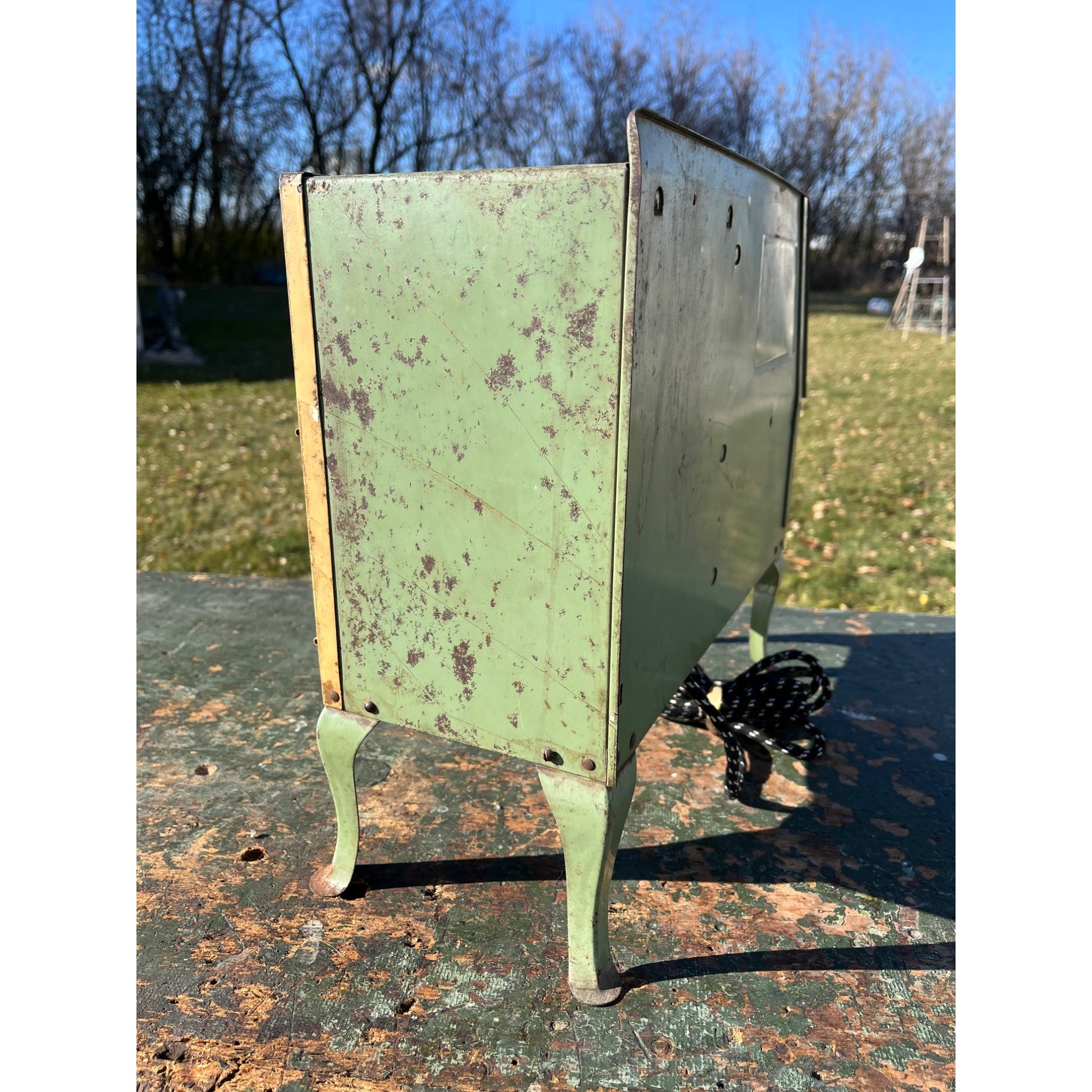 Empire Childs Stove Oven Toy Green Teal Metal Ware Pressed Steel