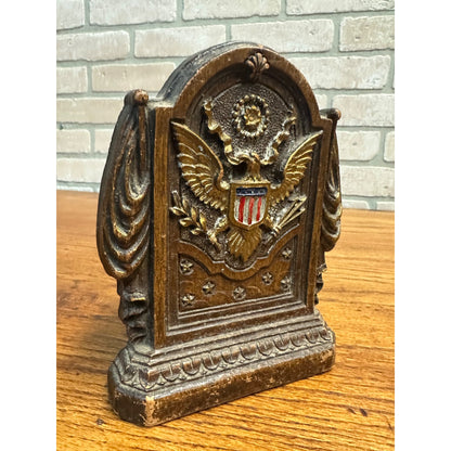 Vintage United States America Seal Ceramic Desk Flag Holder Patriotic