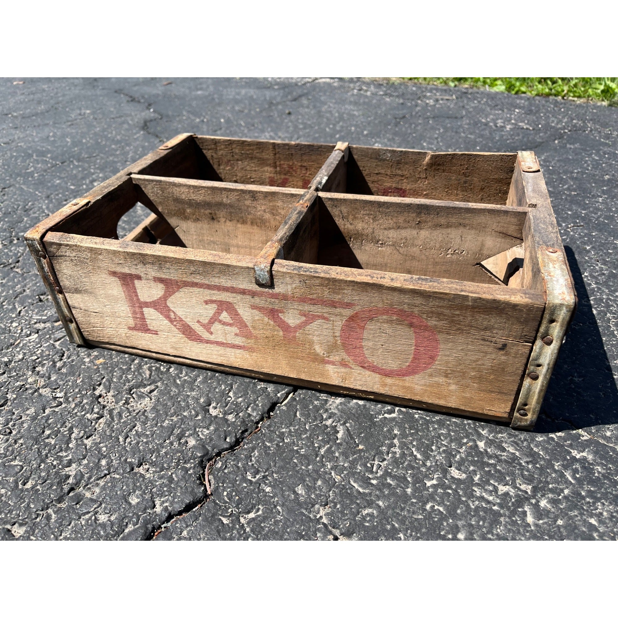 Rare Vintage KAYO Milk Soda Wooden Crate Advertising 6-Pack Bottle Carrier