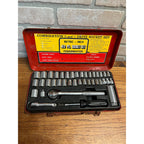 Vintage Oxwall 40 Pc Powermaster Socket Set Metric - Inch #4860 - Used