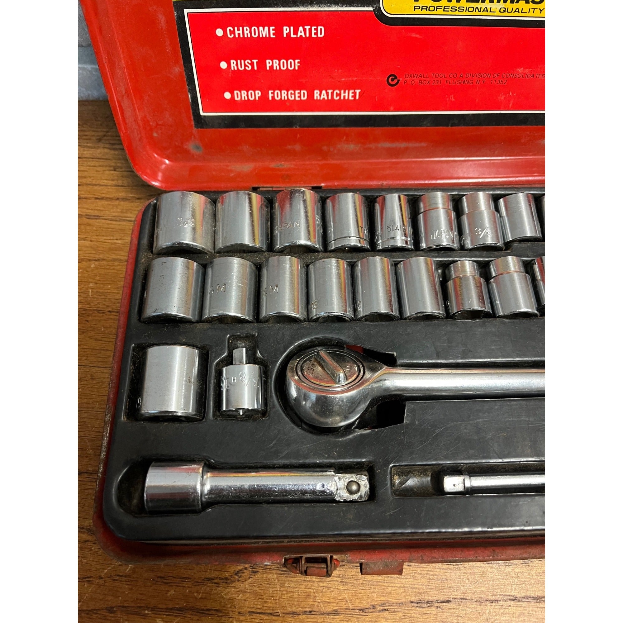 Vintage Oxwall 40 Pc Powermaster Socket Set Metric - Inch #4860 - Used