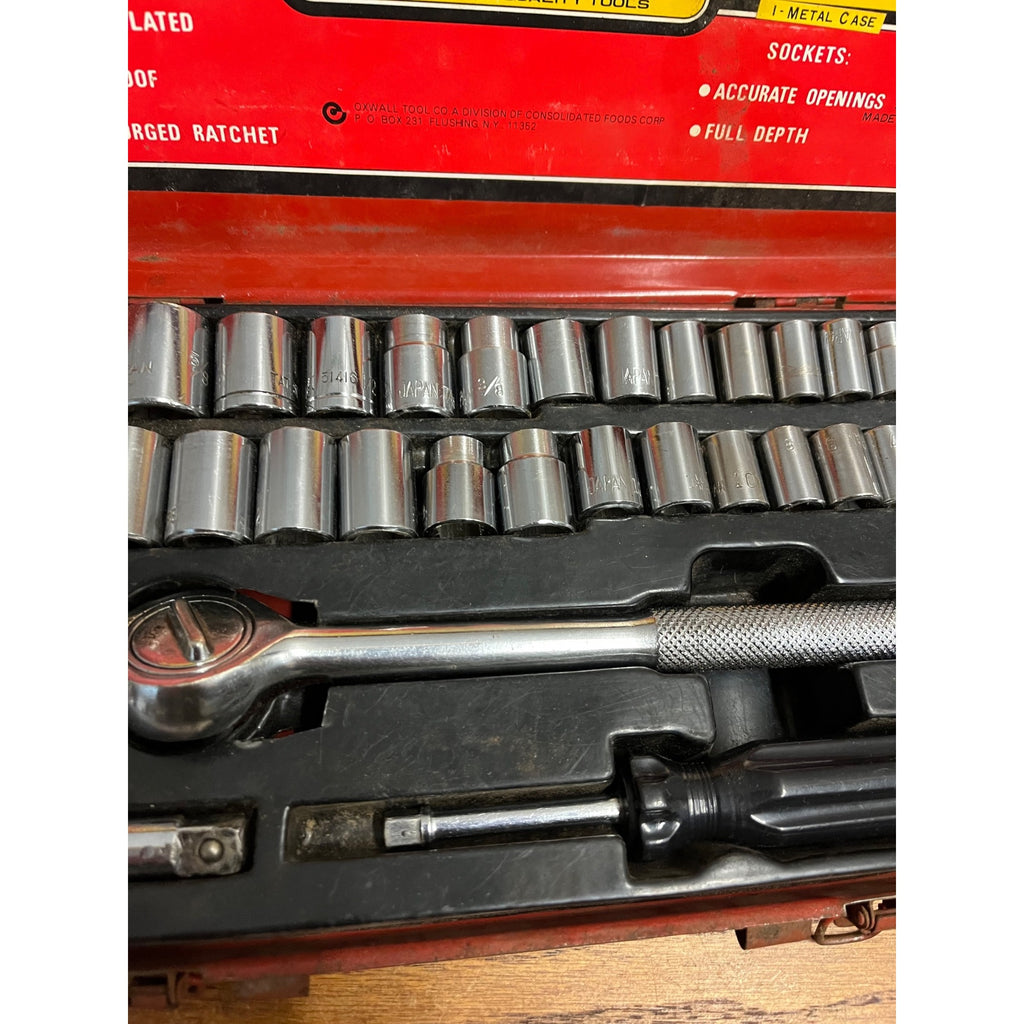 Vintage Oxwall 40 Pc Powermaster Socket Set Metric - Inch #4860 - Used