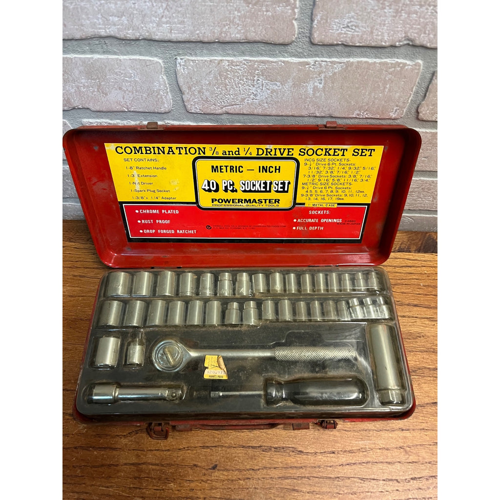 Vintage Oxwall 40 Pc Powermaster Socket Set Metric - Inch #4860 - Used