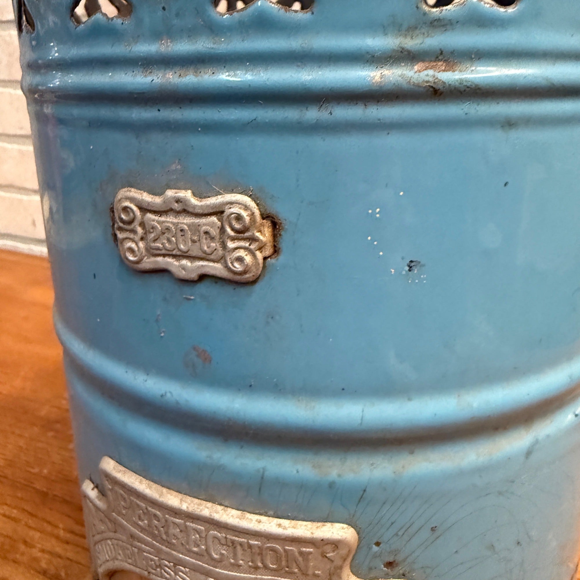 Robin Egg Blue Enamel 230-C Perfection Oil Kero Parlor Heater Cylinder Part