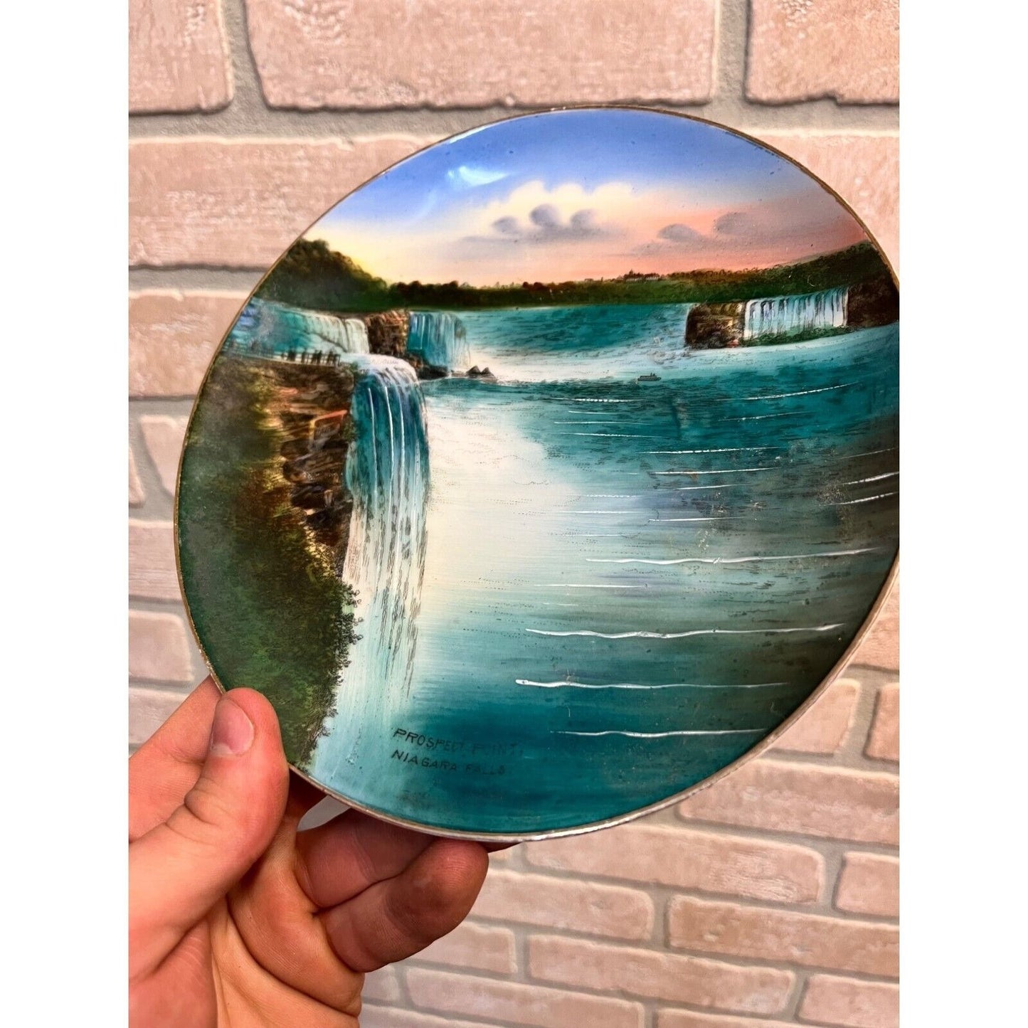 Vintage c1920s Prospect Point at Niagara Falls Souvenir Painted 7.5" Plate