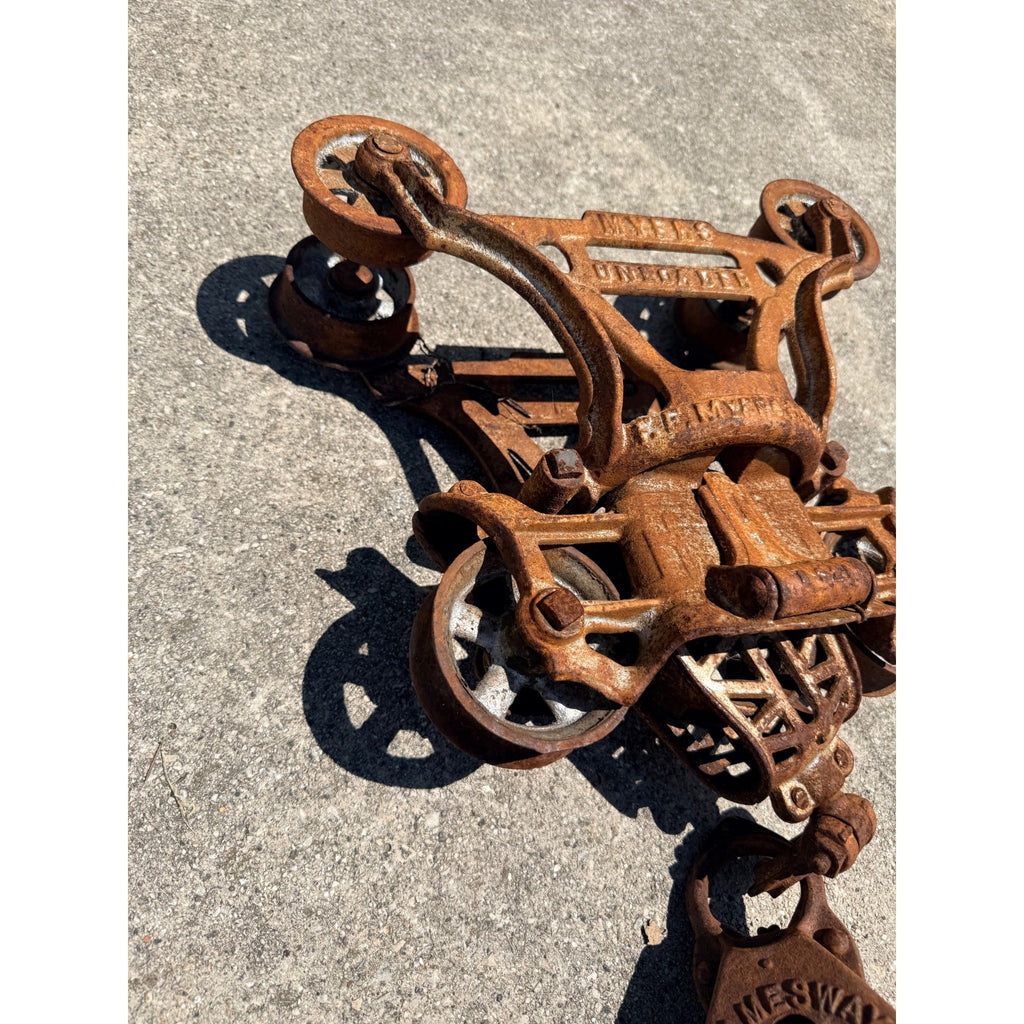 Antique F.E. Myers Unloader Barn Hay Trolley w/ Center Drop Pulley & Jamesway