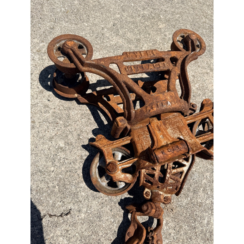 Antique F.E. Myers Unloader Barn Hay Trolley w/ Center Drop Pulley & Jamesway