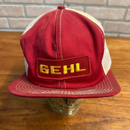 Vintage Gehl Dairy Harm Hat K-Brand Snapback Made in USA Red