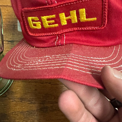 Vintage Gehl Dairy Harm Hat K-Brand Snapback Made in USA Red