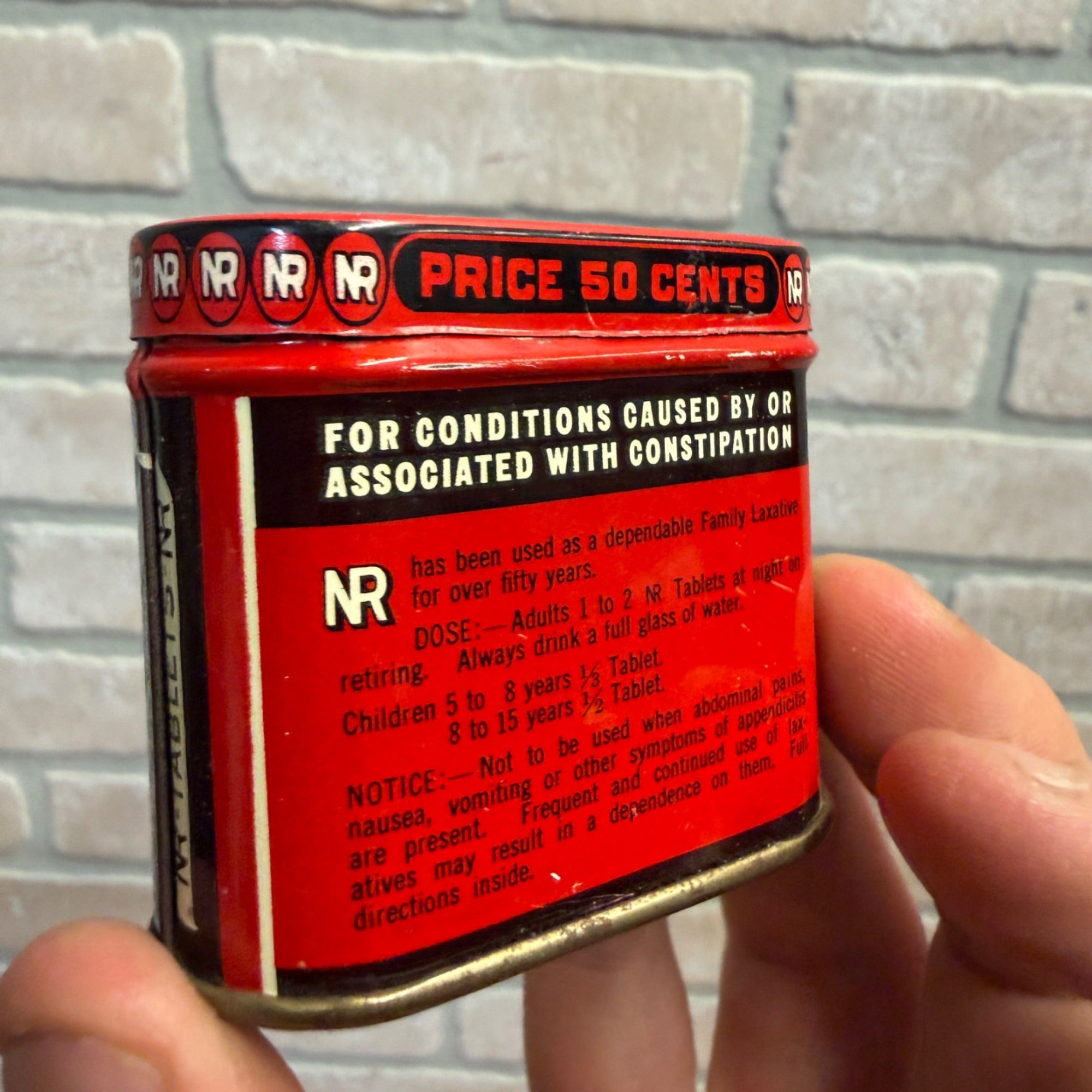 Vintage Nature's Remedy 50 Cents Small laxatives Tin Drug Pharmacy