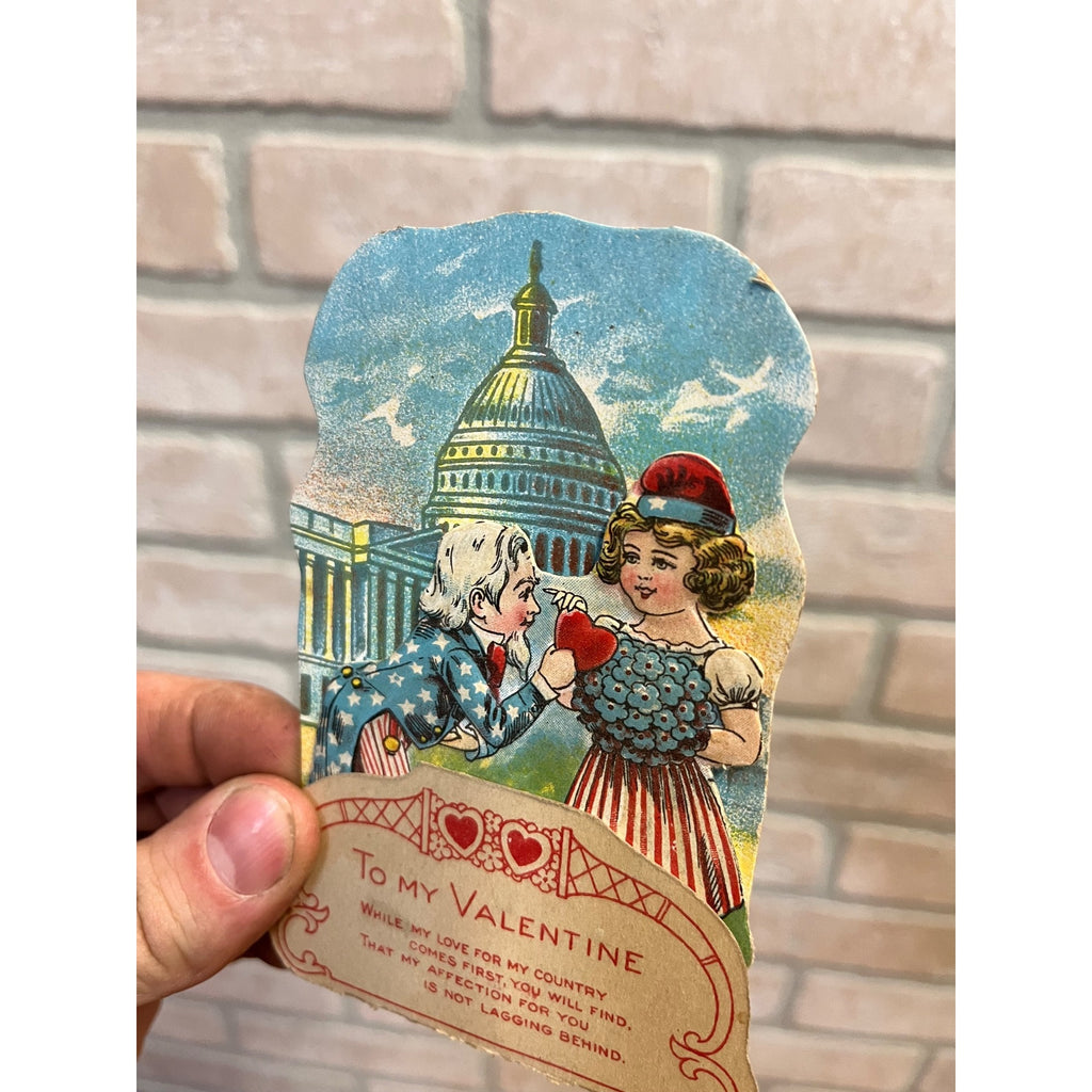 RARE Vintage 1920s Uncle Sam Capitol Washington DC Vintage Valentine's Day Card
