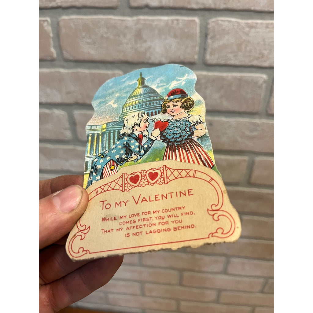 RARE Vintage 1920s Uncle Sam Capitol Washington DC Vintage Valentine's Day Card
