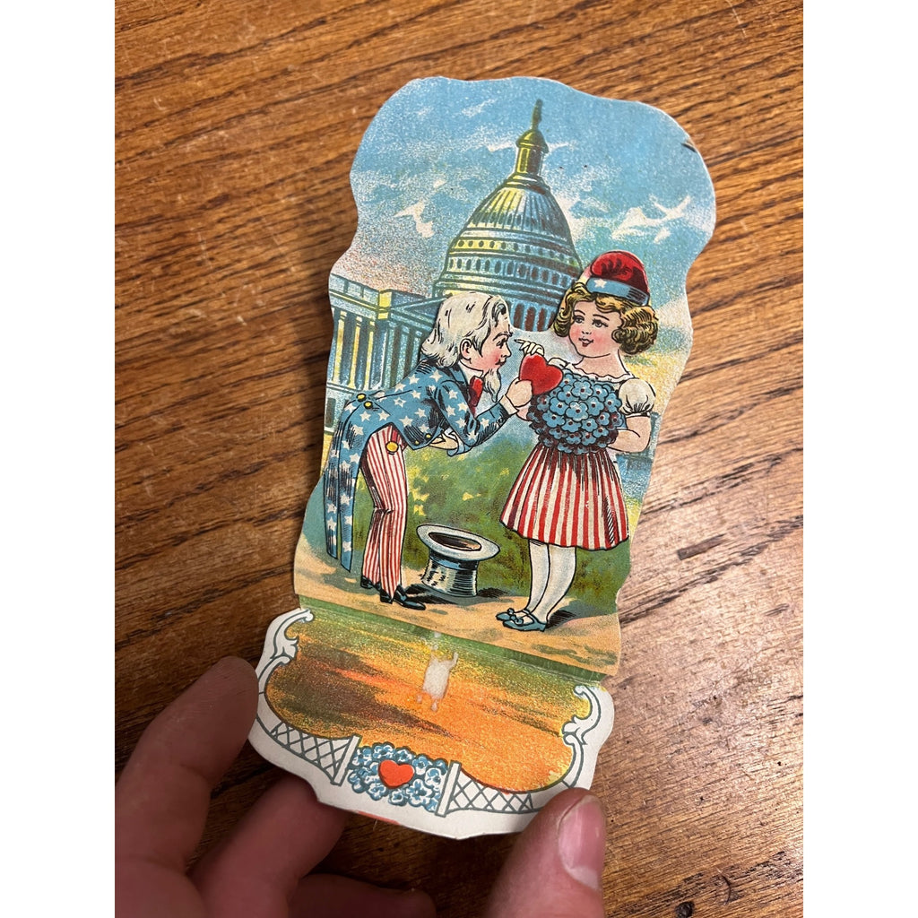 RARE Vintage 1920s Uncle Sam Capitol Washington DC Vintage Valentine's Day Card