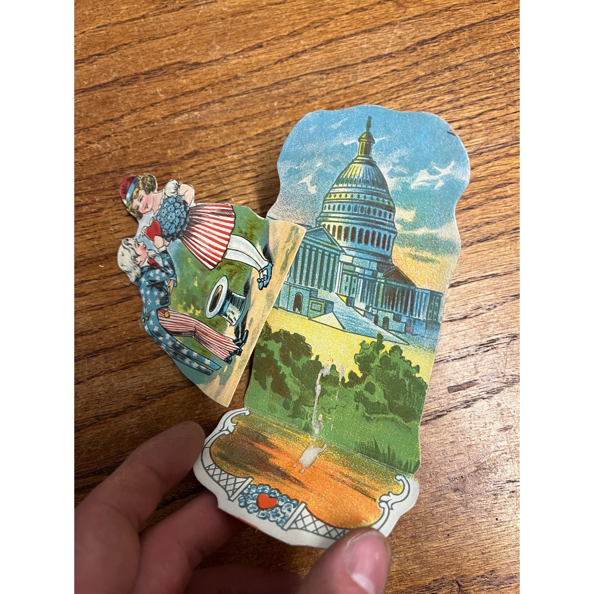 RARE Vintage 1920s Uncle Sam Capitol Washington DC Vintage Valentine's Day Card