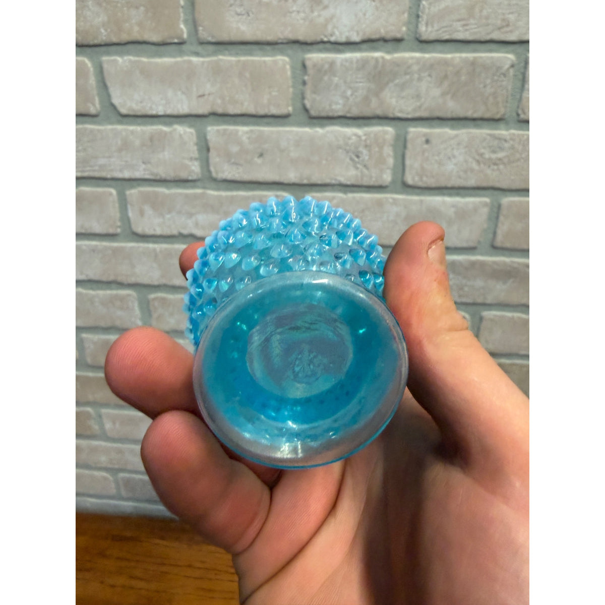 Vintage Fenton Blue Opalescent Hobnail Perfume Bottle 4.5"