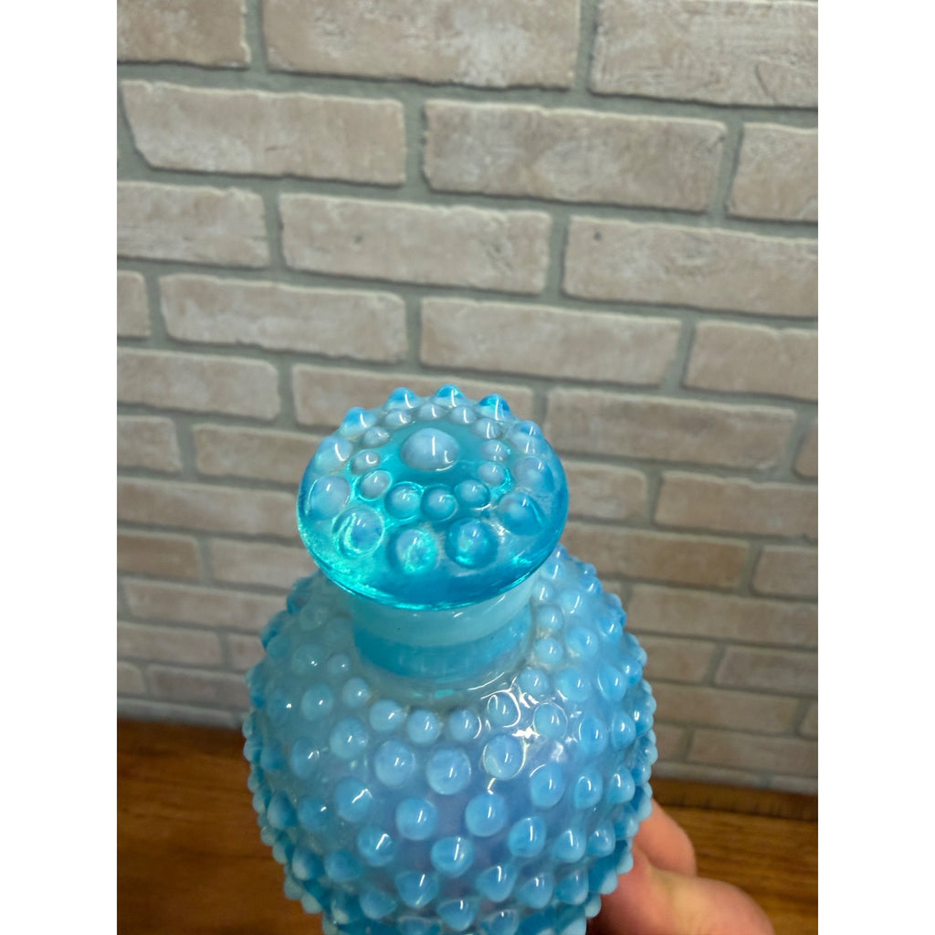 Vintage Fenton Blue Opalescent Hobnail Perfume Bottle 4.5"