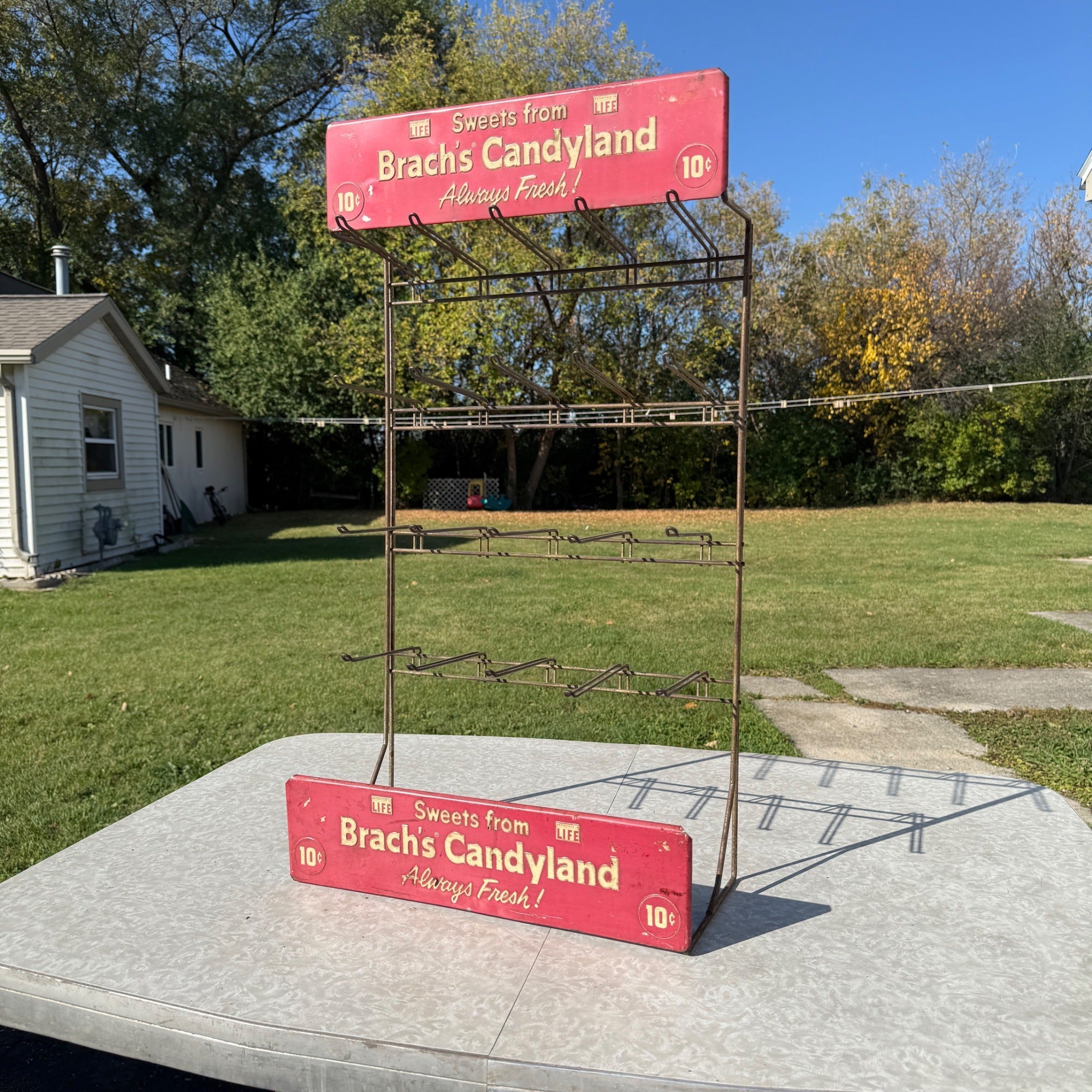 Vintage Brach's Candyland 10c Metal Store Display Rack & Advertising Sign