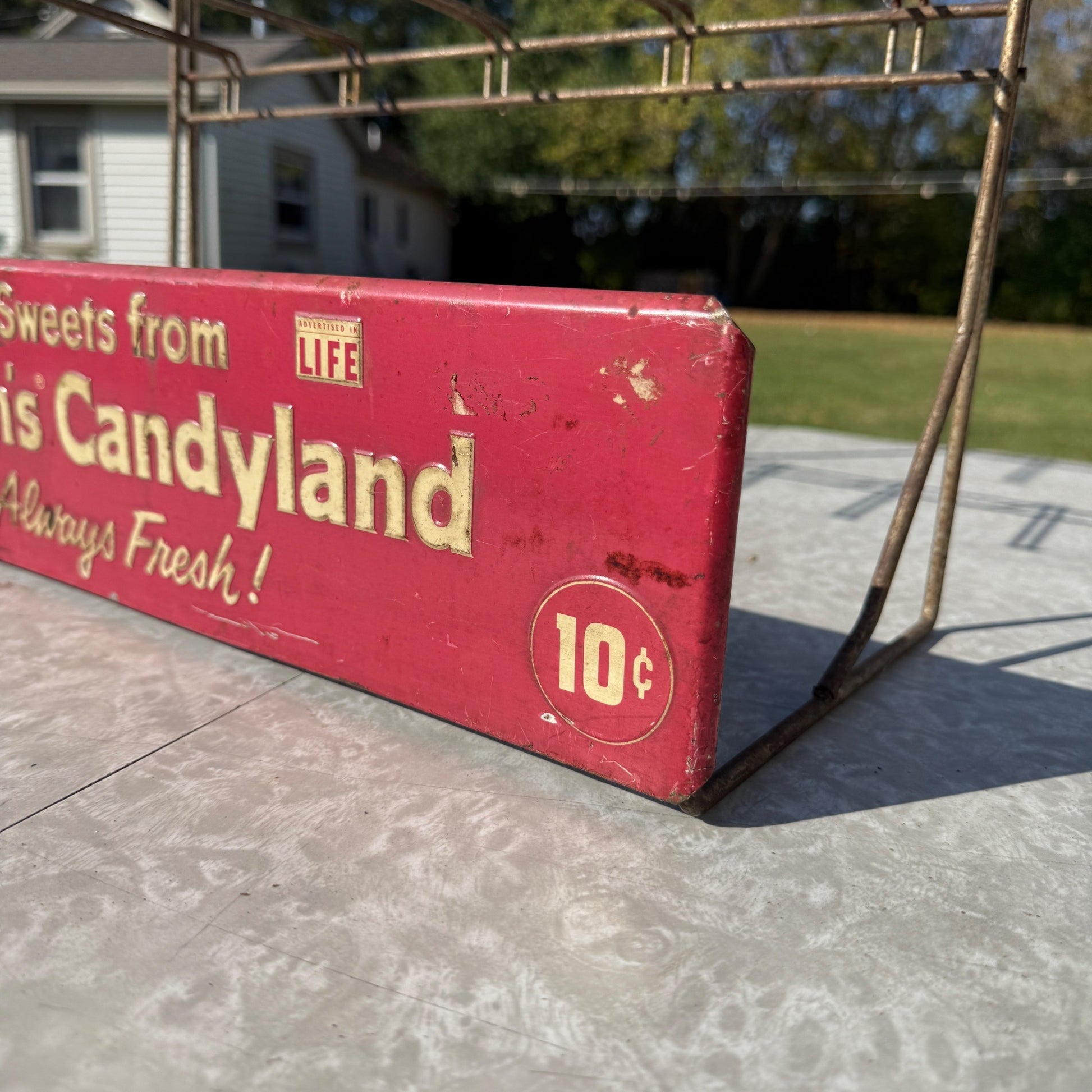 Vintage Brach's Candyland 10c Metal Store Display Rack & Advertising Sign