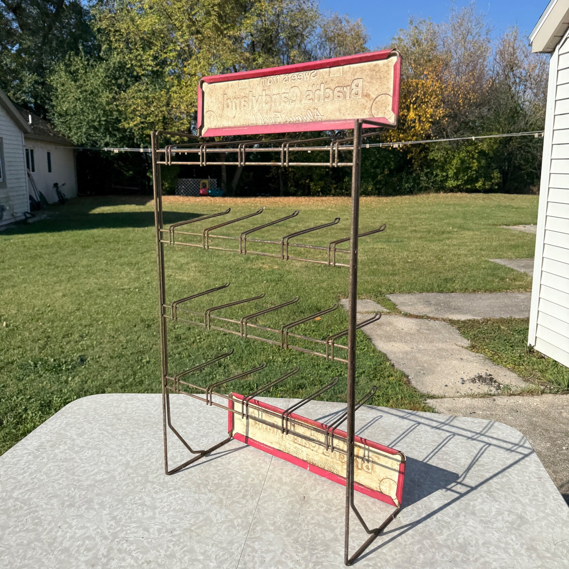 Vintage Brach's Candyland 10c Metal Store Display Rack & Advertising Sign