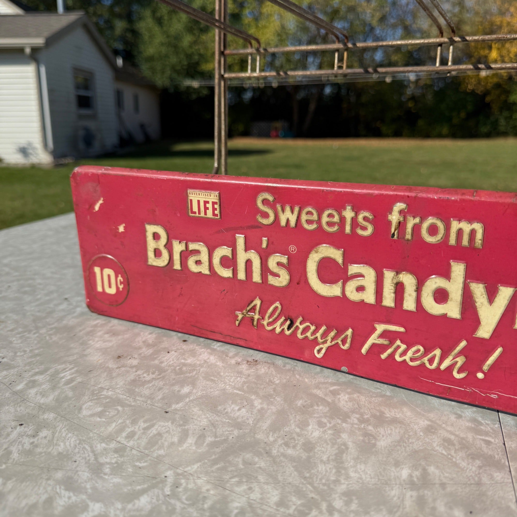 Vintage Brach's Candyland 10c Metal Store Display Rack & Advertising Sign