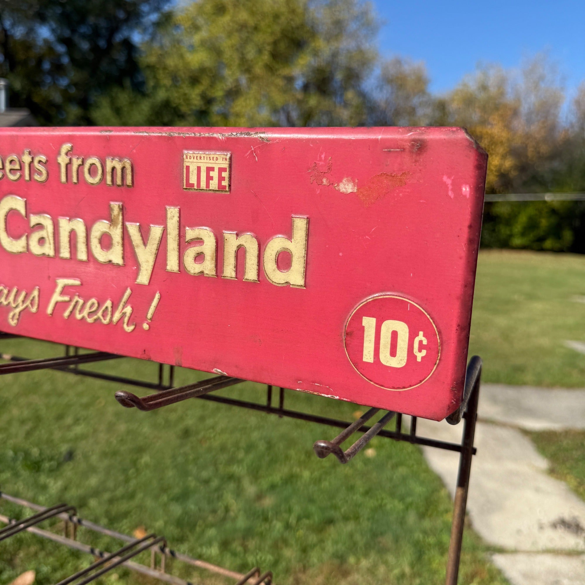 Vintage Brach's Candyland 10c Metal Store Display Rack & Advertising Sign