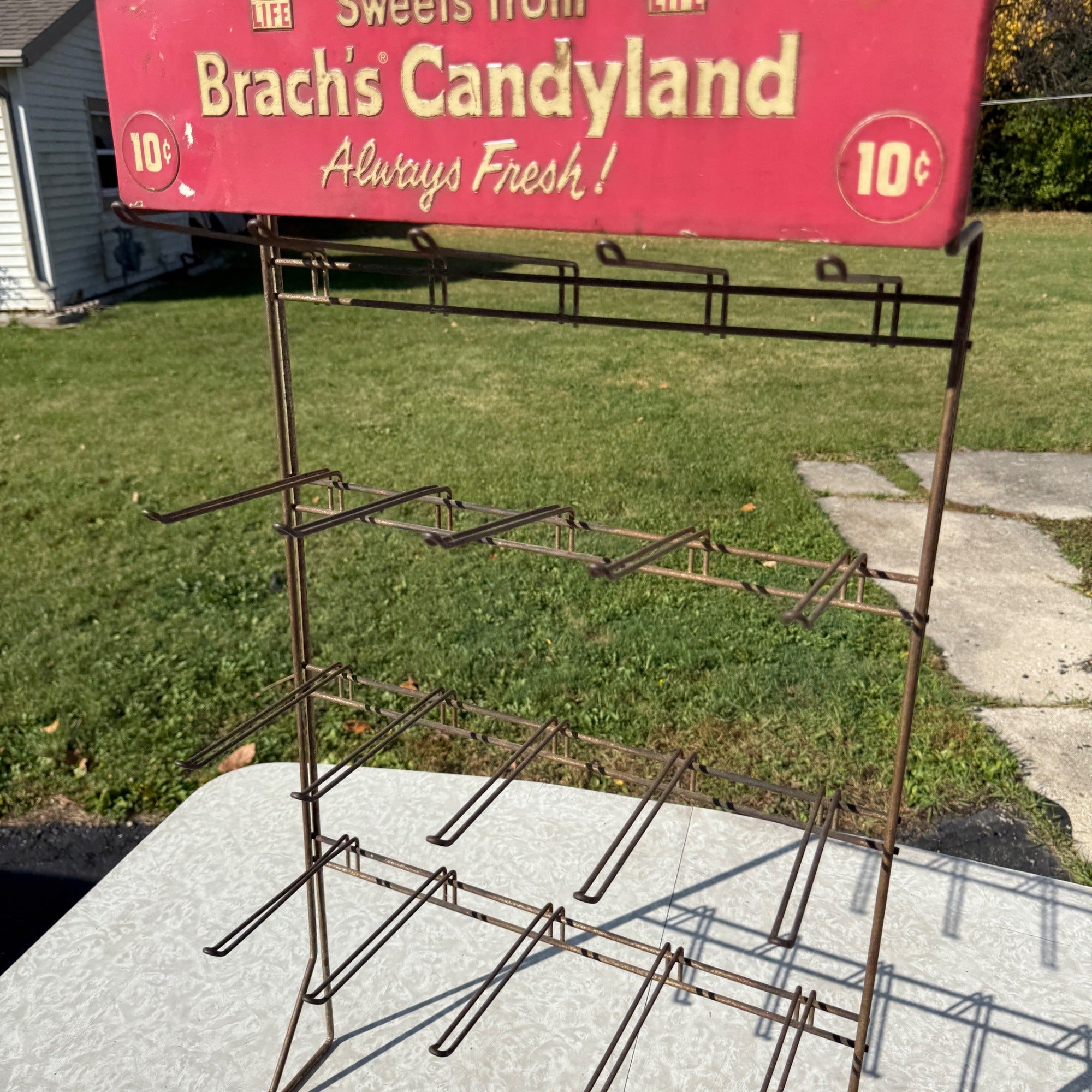 Vintage Brach's Candyland 10c Metal Store Display Rack & Advertising Sign
