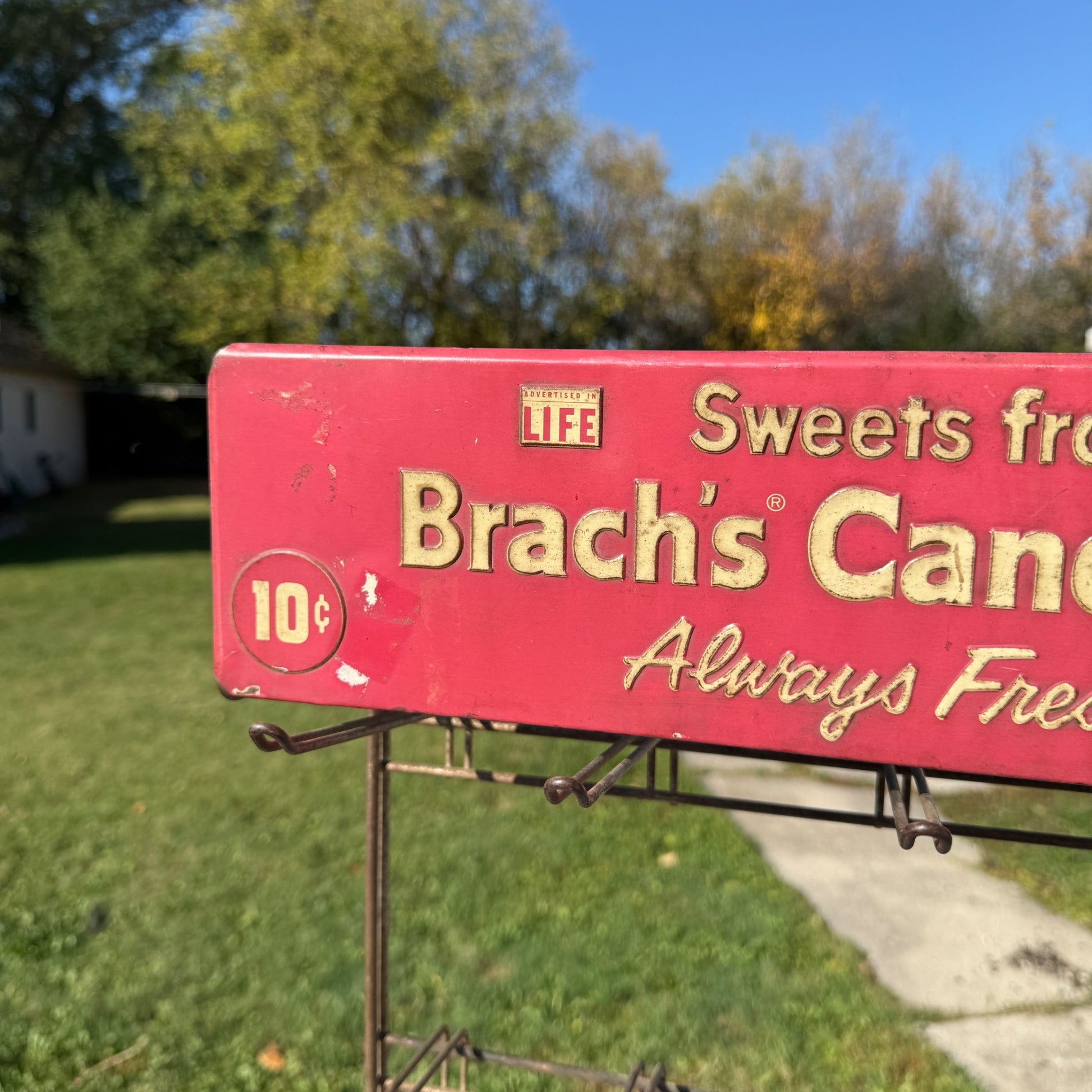 Vintage Brach's Candyland 10c Metal Store Display Rack & Advertising Sign