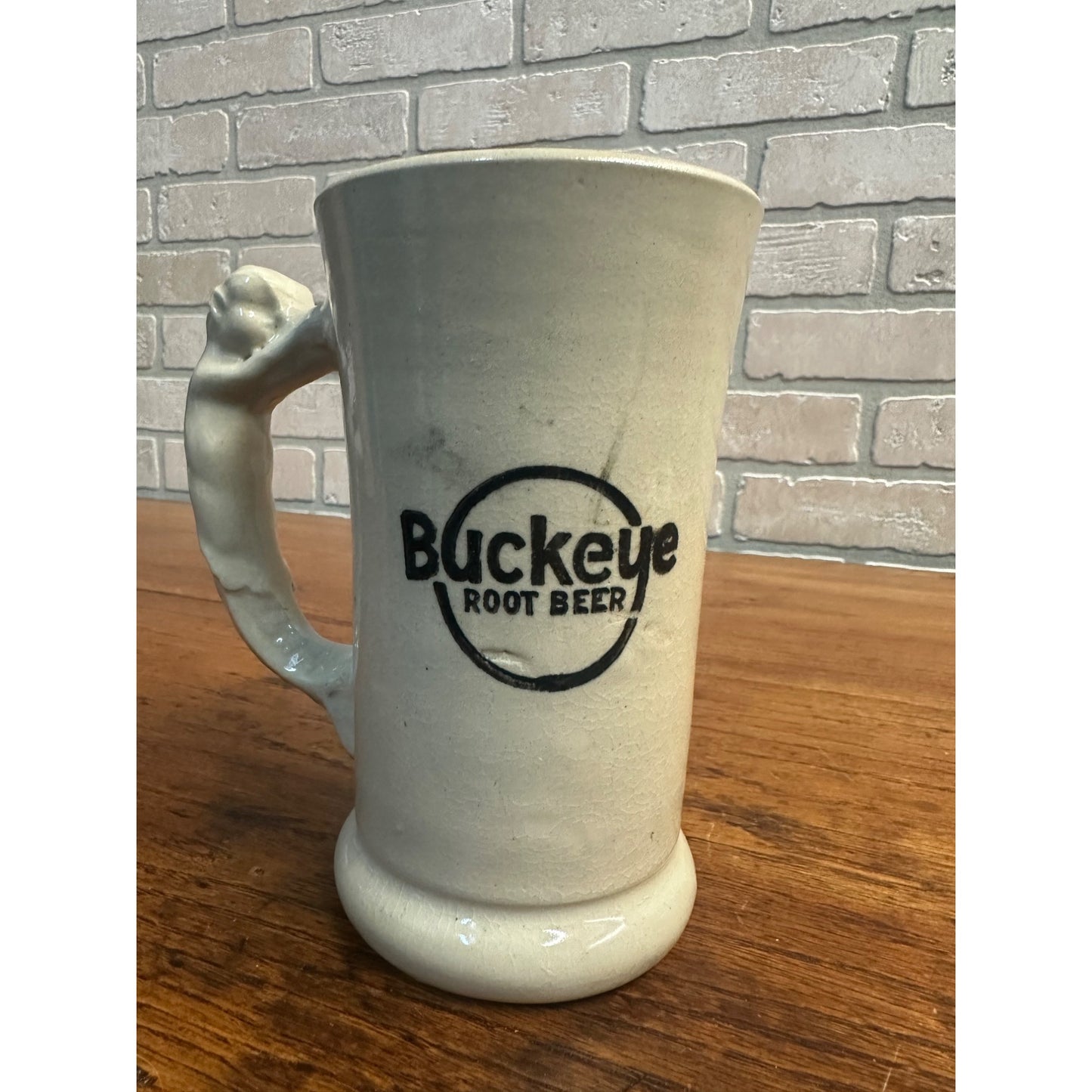 vintage 1930s Buckeye Root Beer Stoneware Advertising Mug Soda Fountain