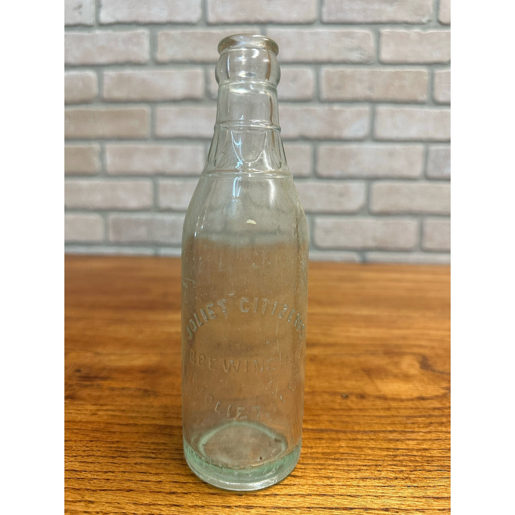 Vintage Joliet Citizens Brewing Co. Beer Bottle Clear Aqua Embossed ILL Illinois