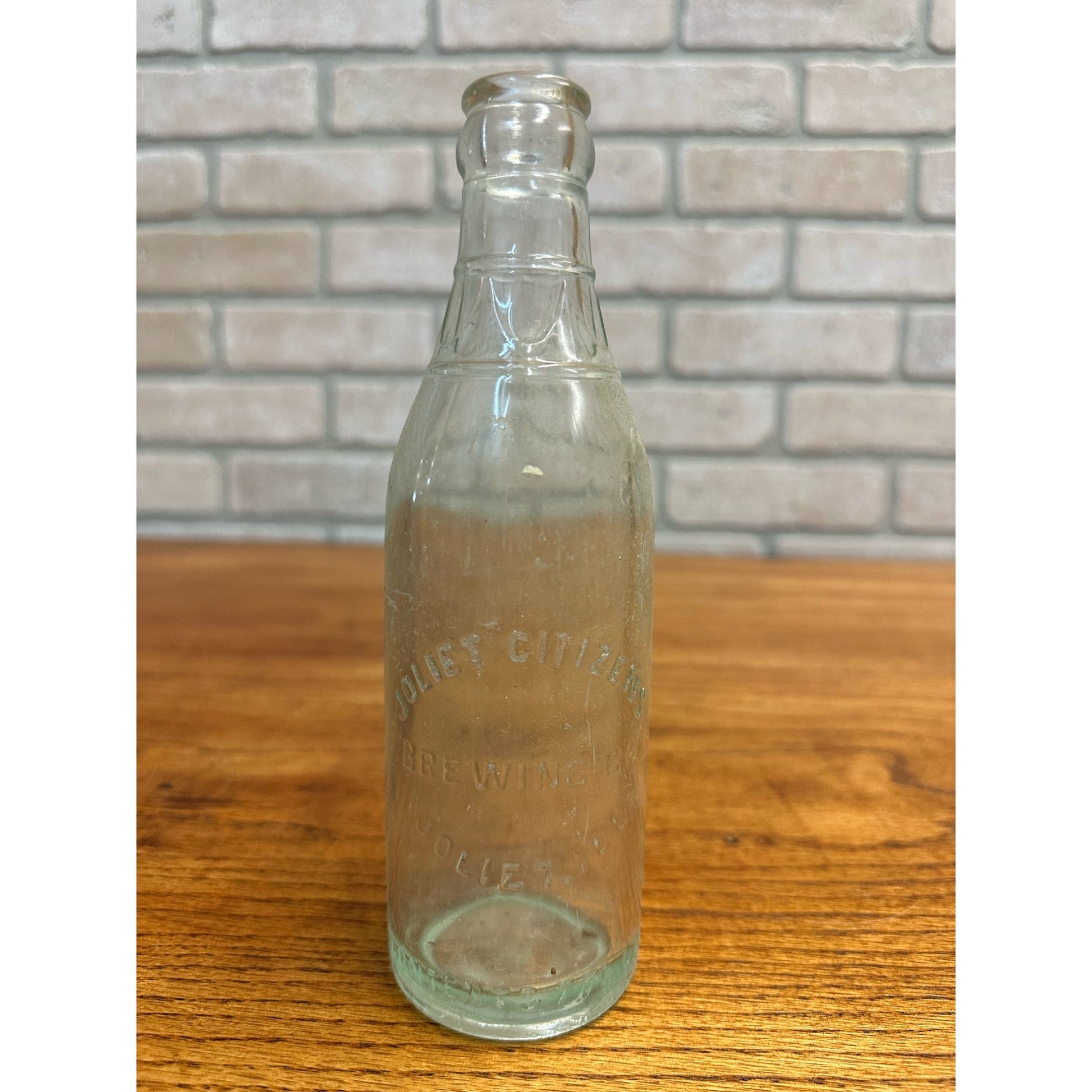 Vintage Joliet Citizens Brewing Co. Beer Bottle Clear Aqua Embossed ILL Illinois
