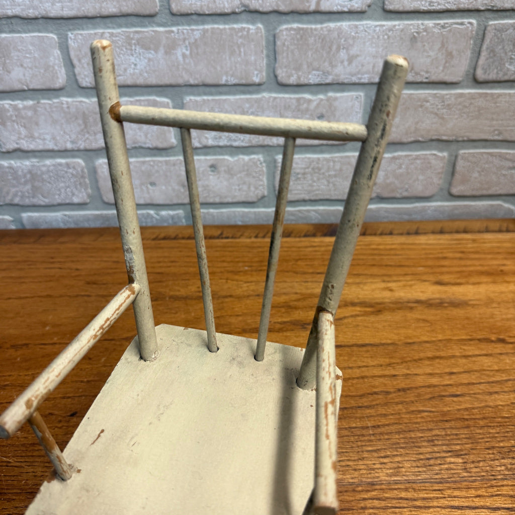 Vintage Lot (2) Wooden Miniature Doll Chairs Kitchen 10.75" Tall