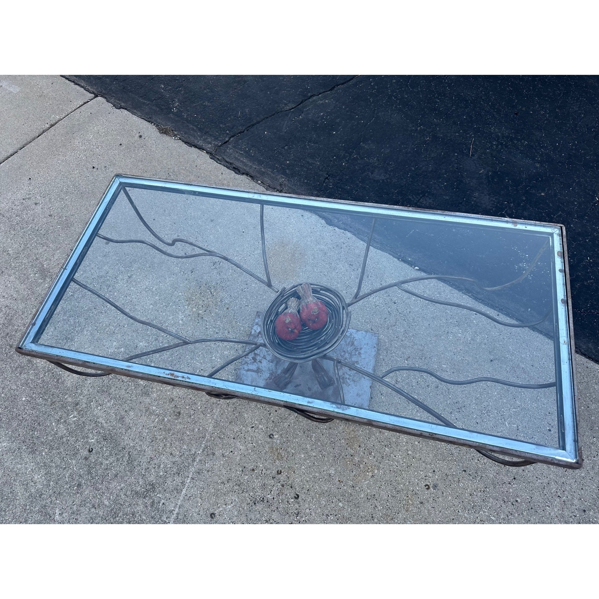 Custom Steel Metal Art Coffee Table Tree of Life w/ Bird's Nest