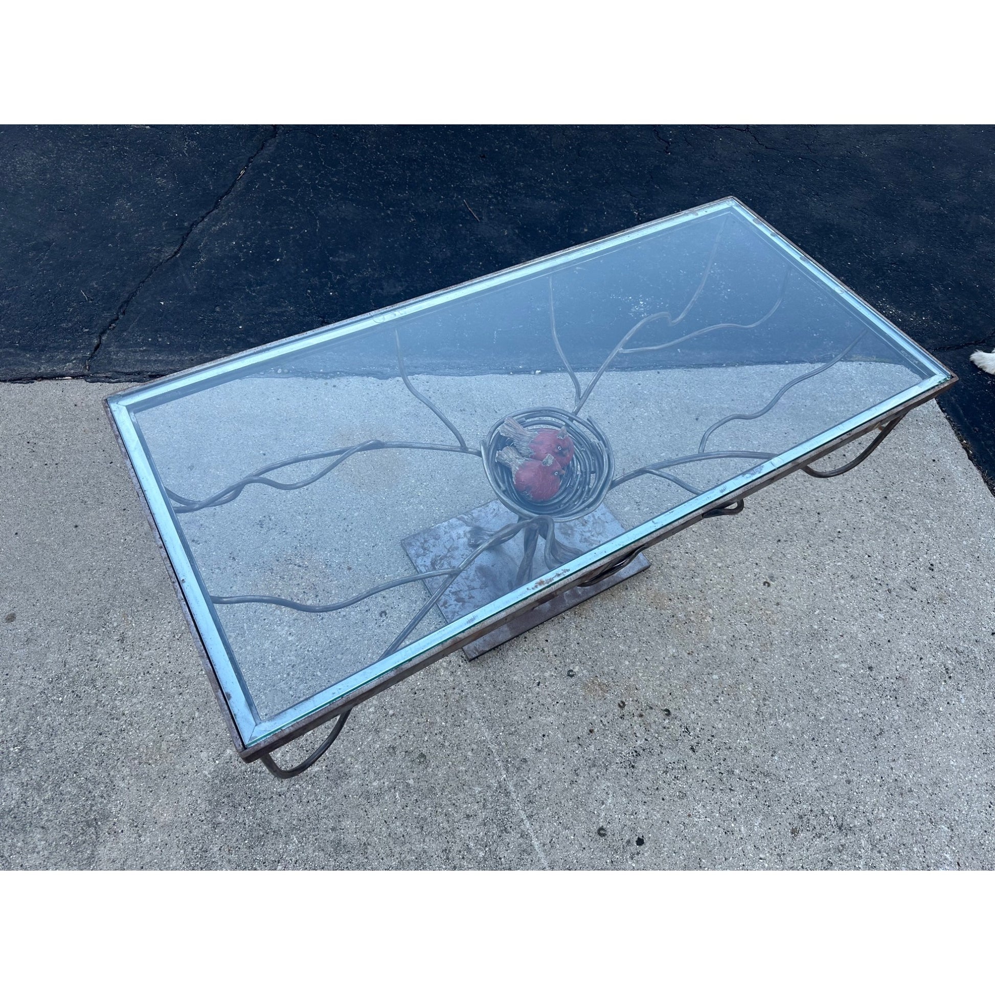 Custom Steel Metal Art Coffee Table Tree of Life w/ Bird's Nest