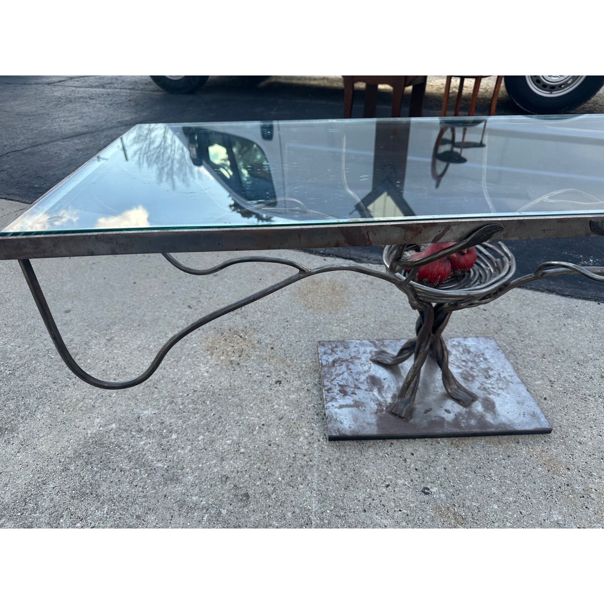 Custom Steel Metal Art Coffee Table Tree of Life w/ Bird's Nest