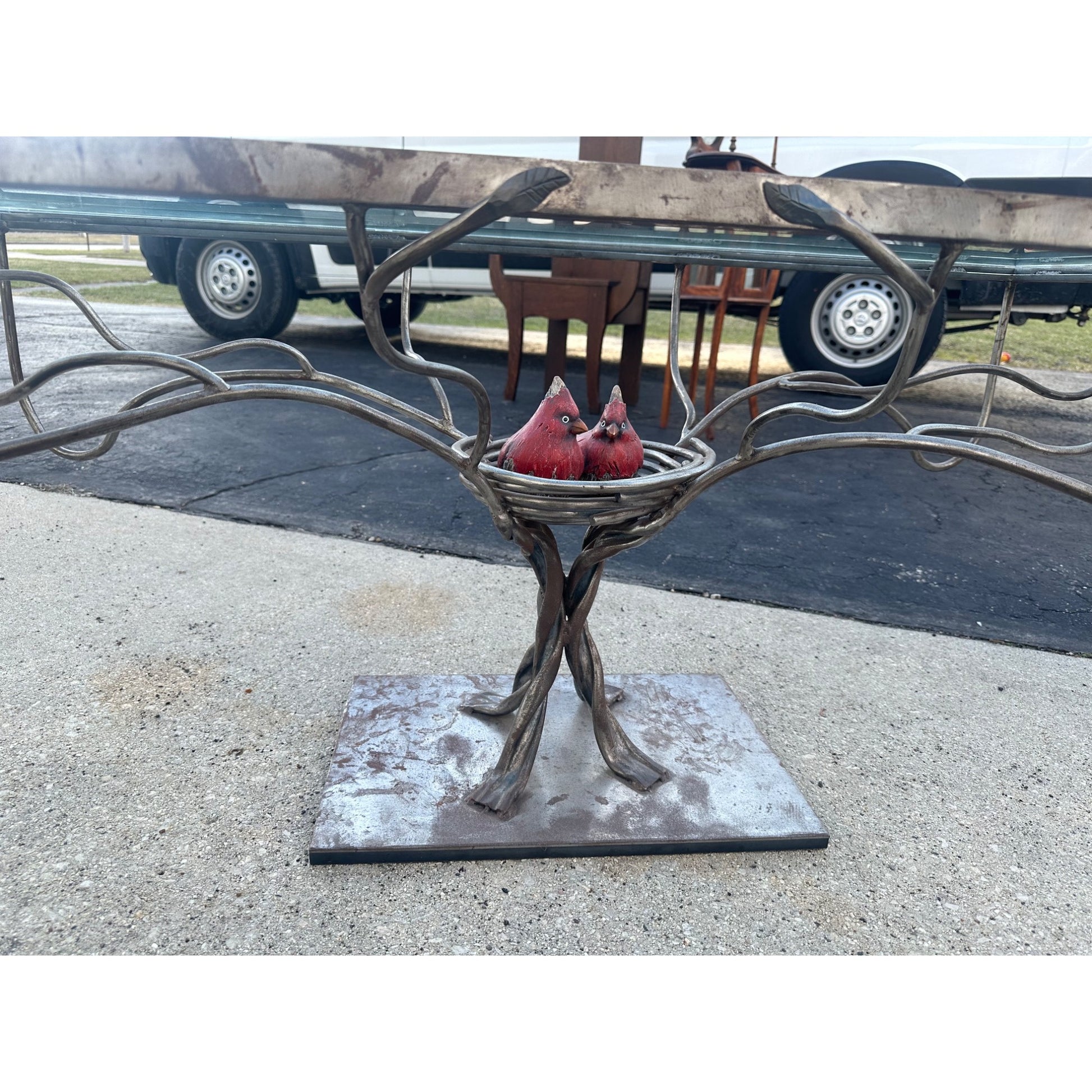 Custom Steel Metal Art Coffee Table Tree of Life w/ Bird's Nest