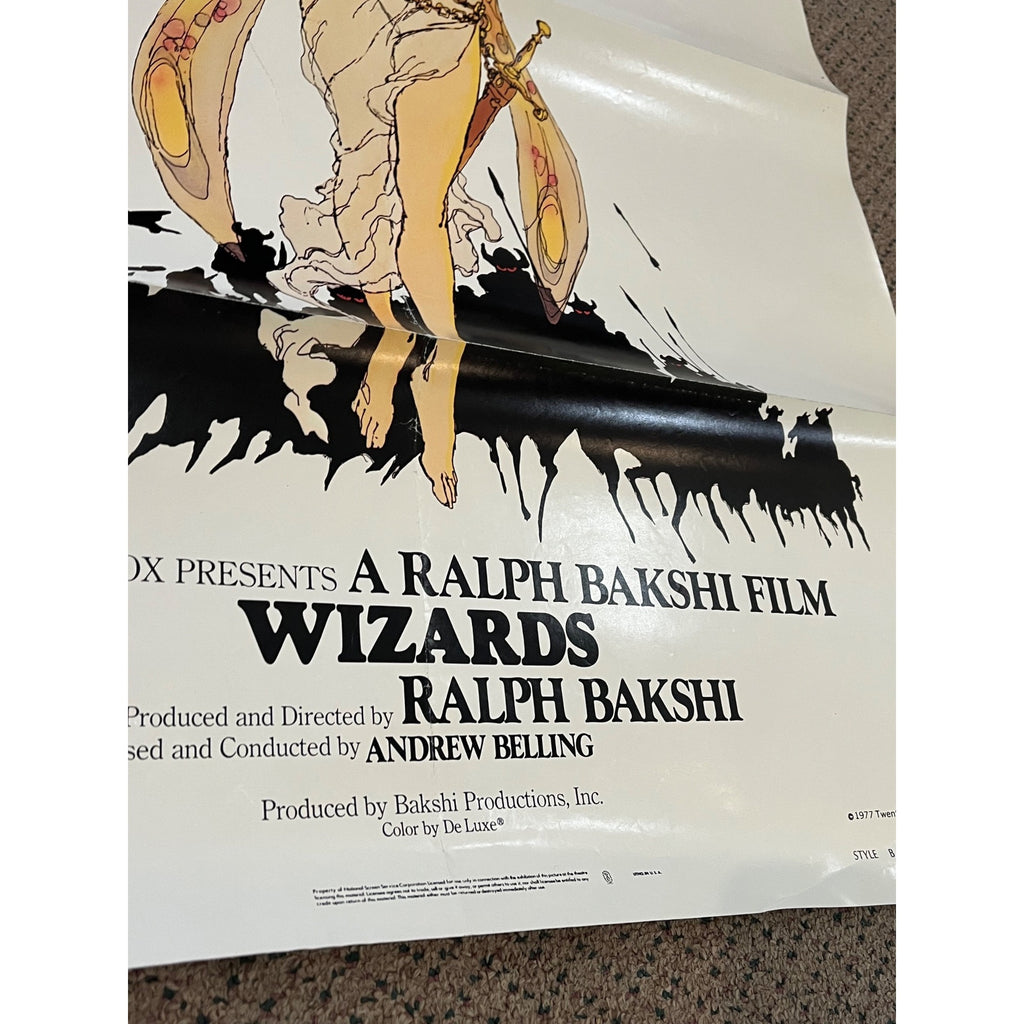 RARE Vintage 1977 Wizards Style B Fairy Ralph Bakshi Original Movie Poster 27x41