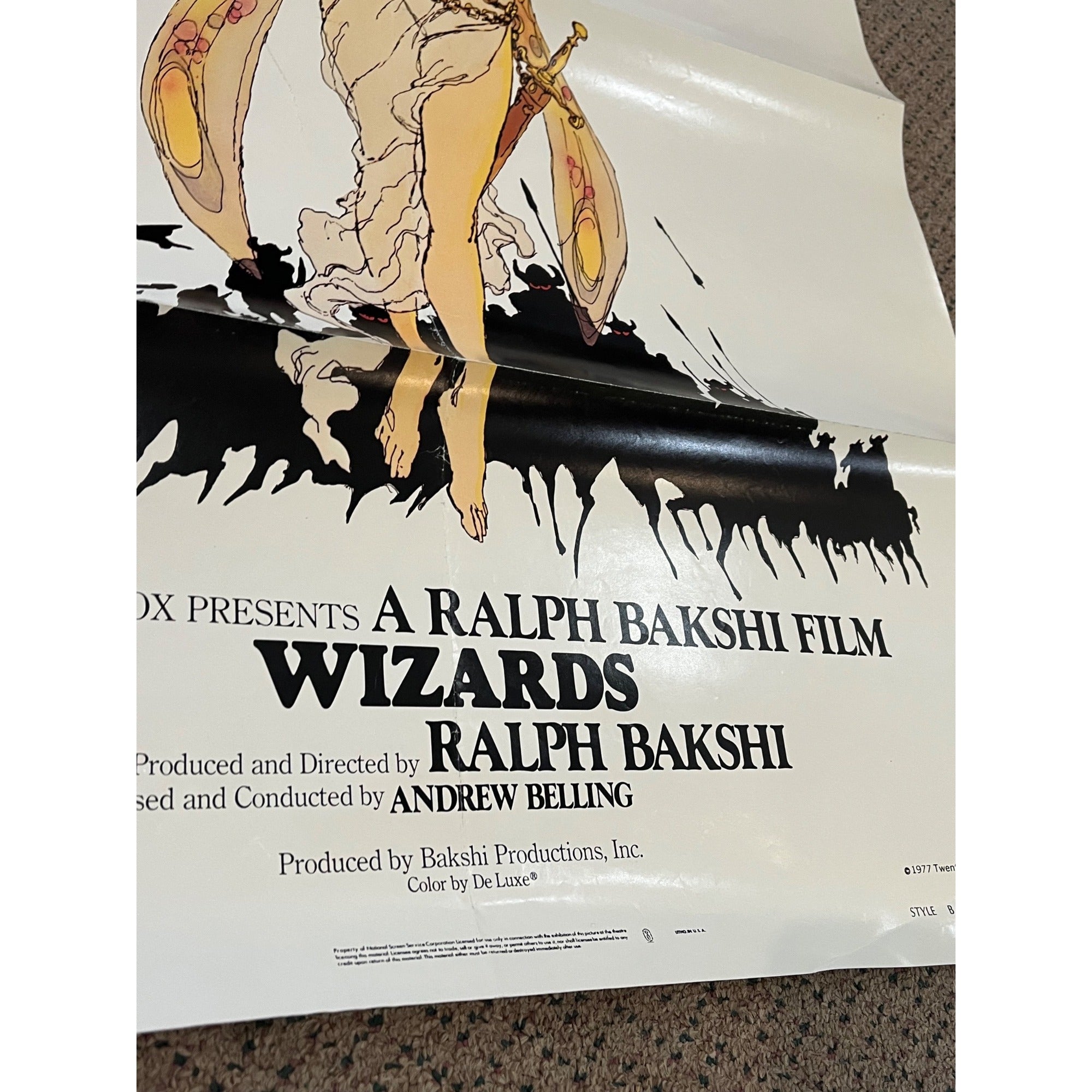 RARE Vintage 1977 Wizards Style B Fairy Ralph Bakshi Original Movie Poster 27x41