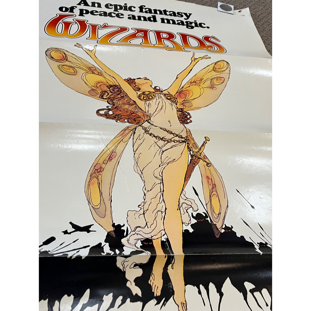 RARE Vintage 1977 Wizards Style B Fairy Ralph Bakshi Original Movie Poster 27x41