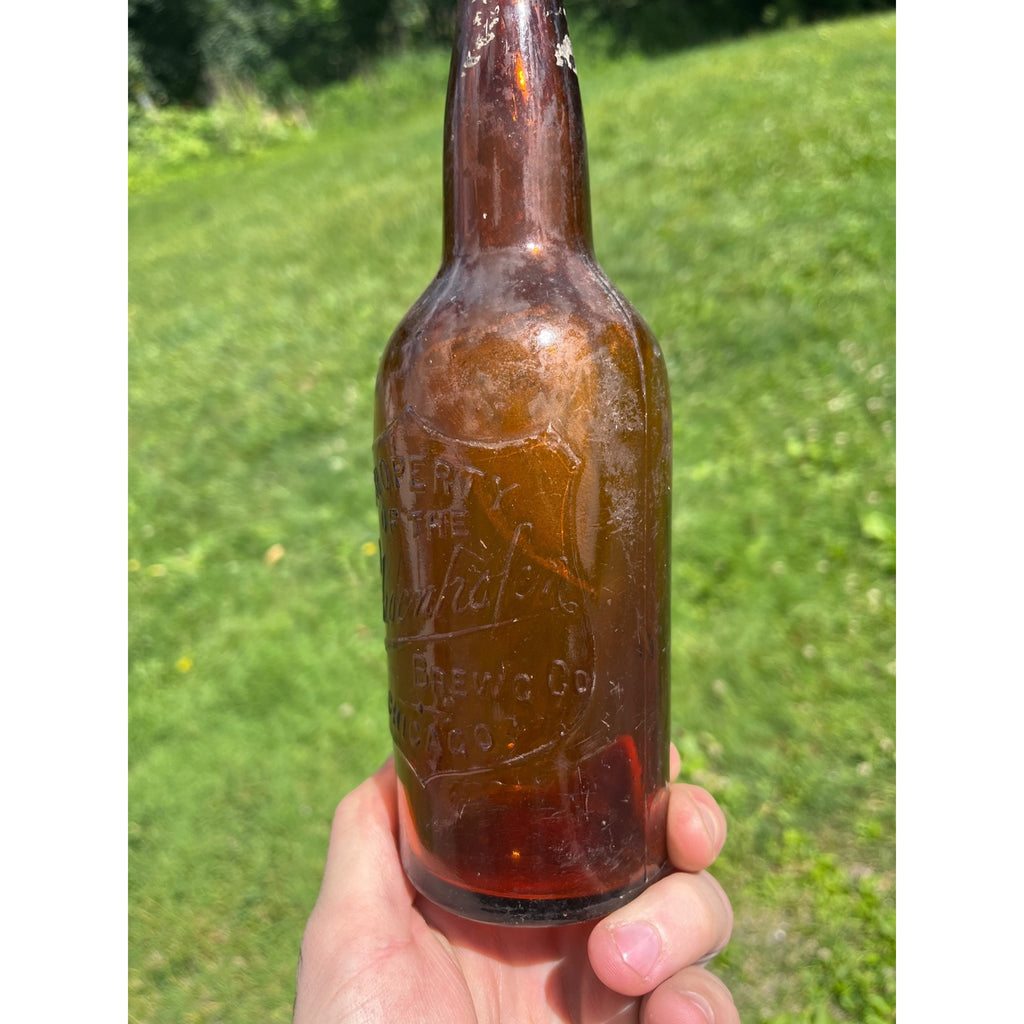 RARE 1890s Pre-Pro Peter Schoenhofen Brewing Co Amber Blob Beer Bottle Chicago