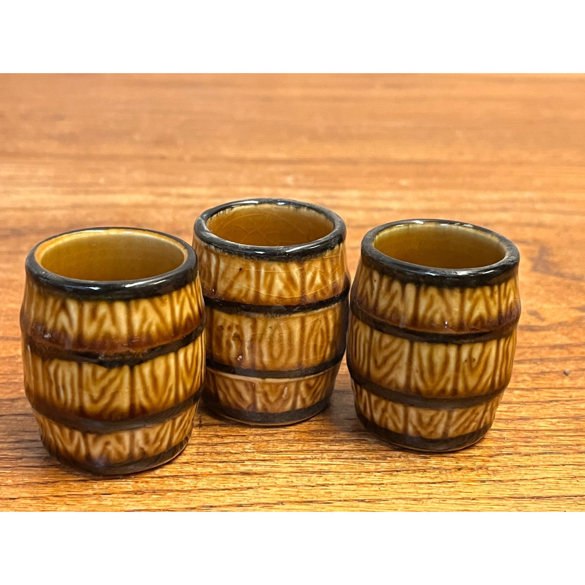 Vintage Lot Ceramic Barrel Toothpick Holders 1.75" Miniature Rustic Mid-Century