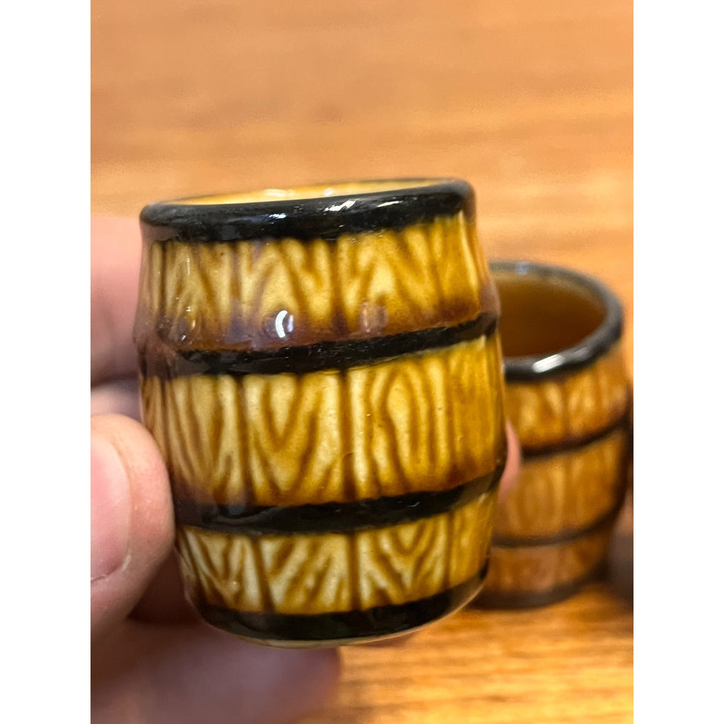 Vintage Lot Ceramic Barrel Toothpick Holders 1.75" Miniature Rustic Mid-Century