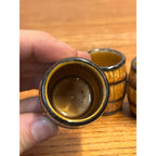 Vintage Lot Ceramic Barrel Toothpick Holders 1.75" Miniature Rustic Mid-Century