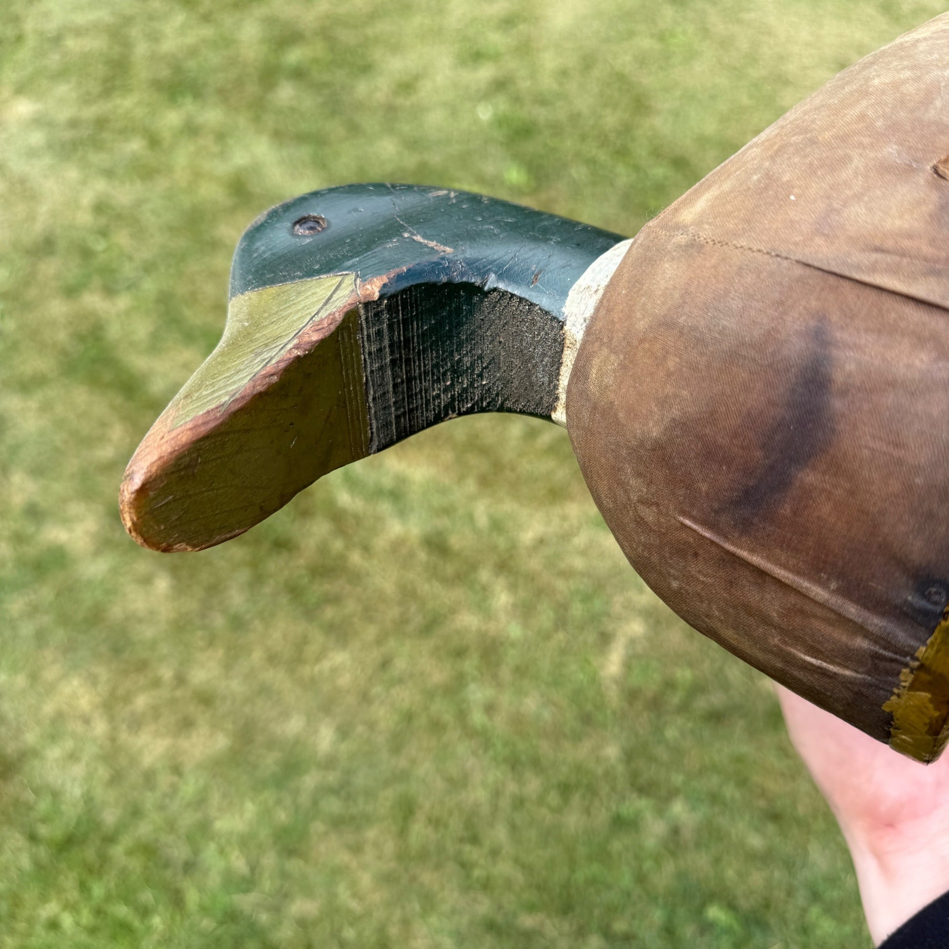 Vintage Herters Drake Mallard Canvas Over Cork Wooden Duck Decoy