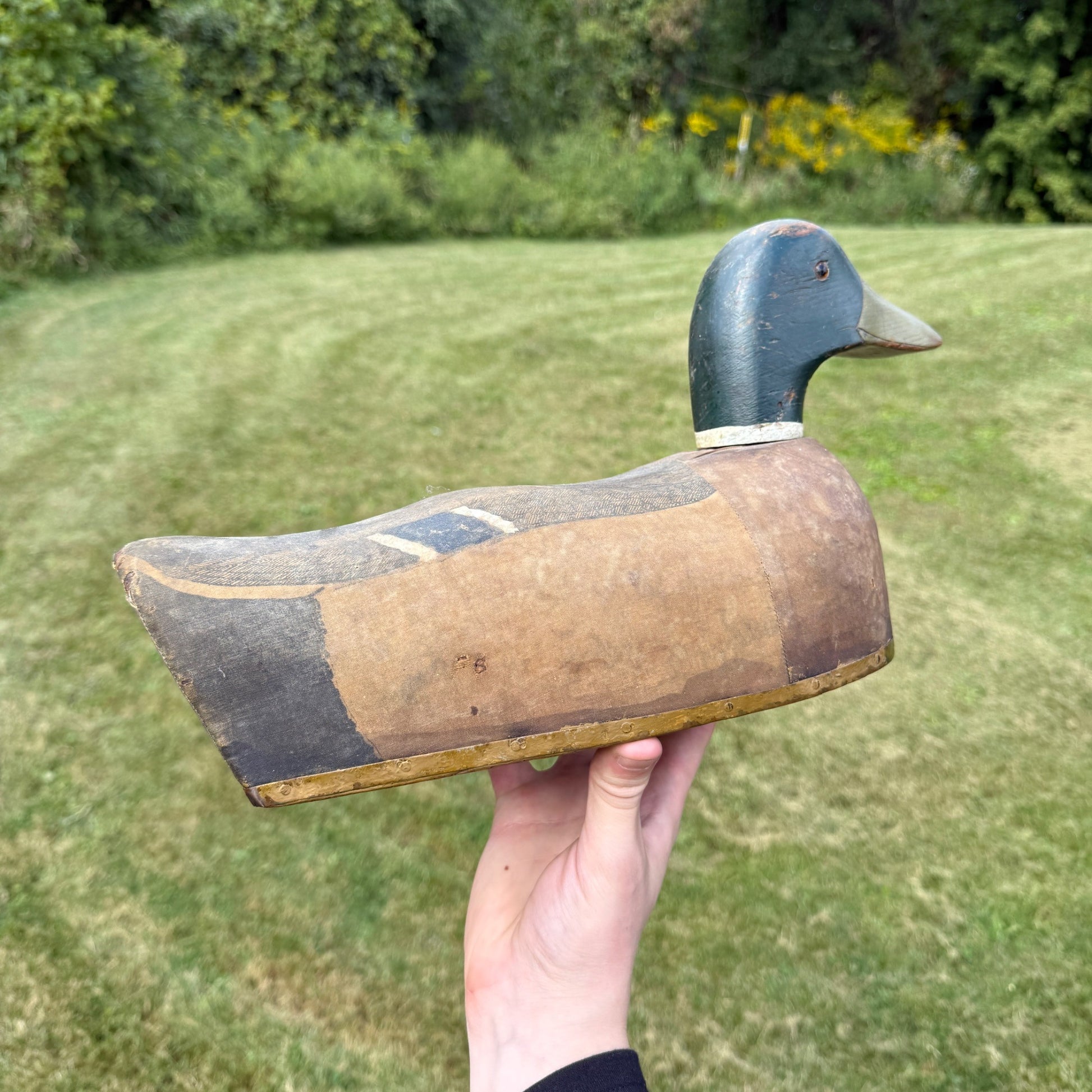 Vintage Herters Drake Mallard Canvas Over Cork Wooden Duck Decoy