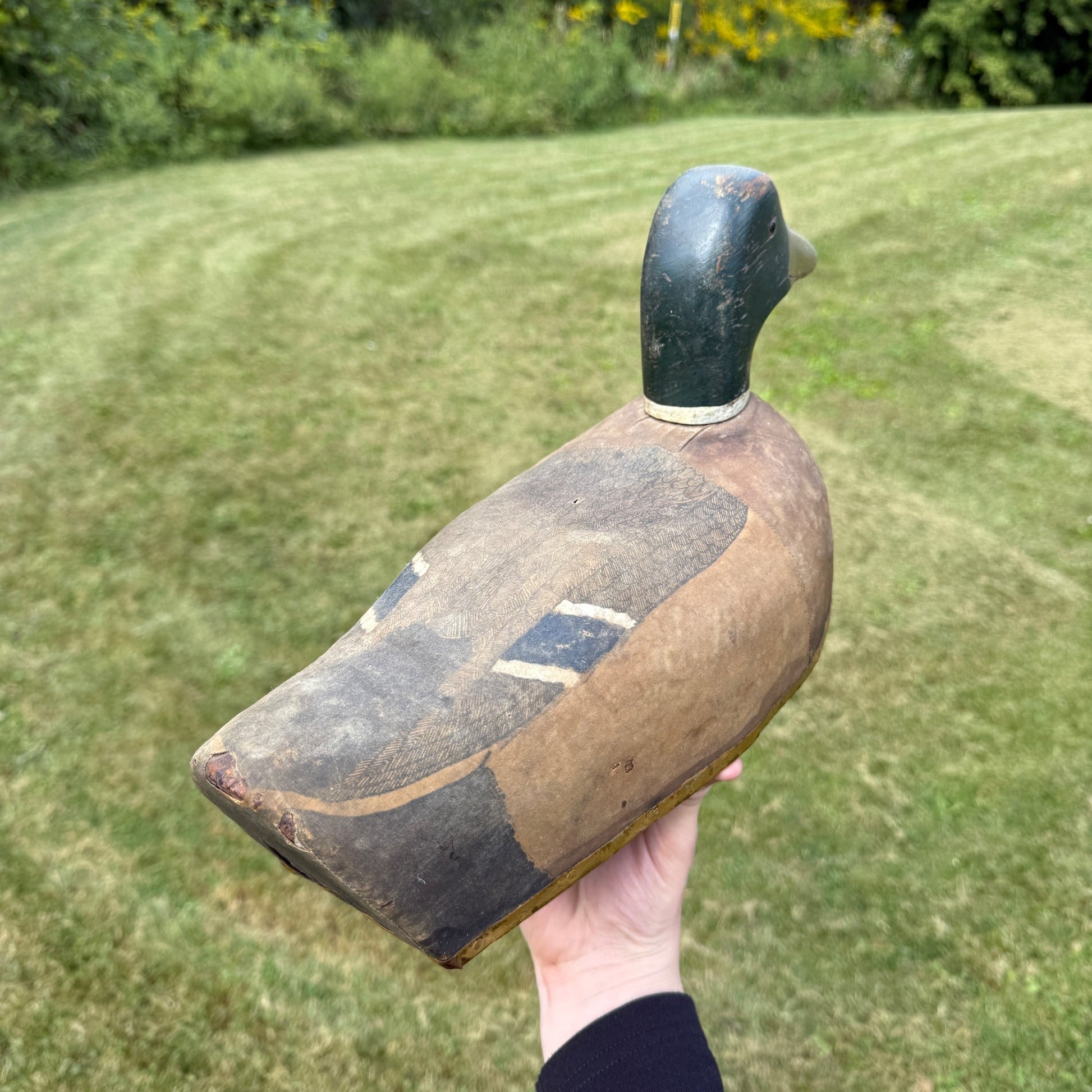 Vintage Herters Drake Mallard Canvas Over Cork Wooden Duck Decoy